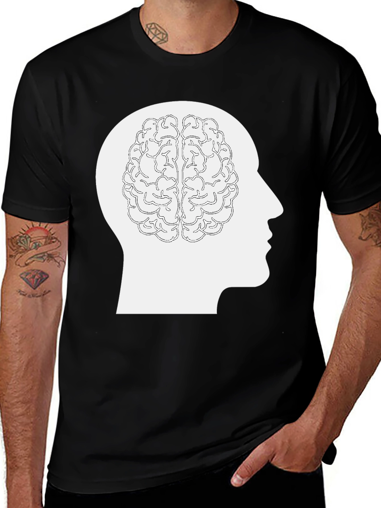 Variant 13 of Brain Graphic Tee - Black