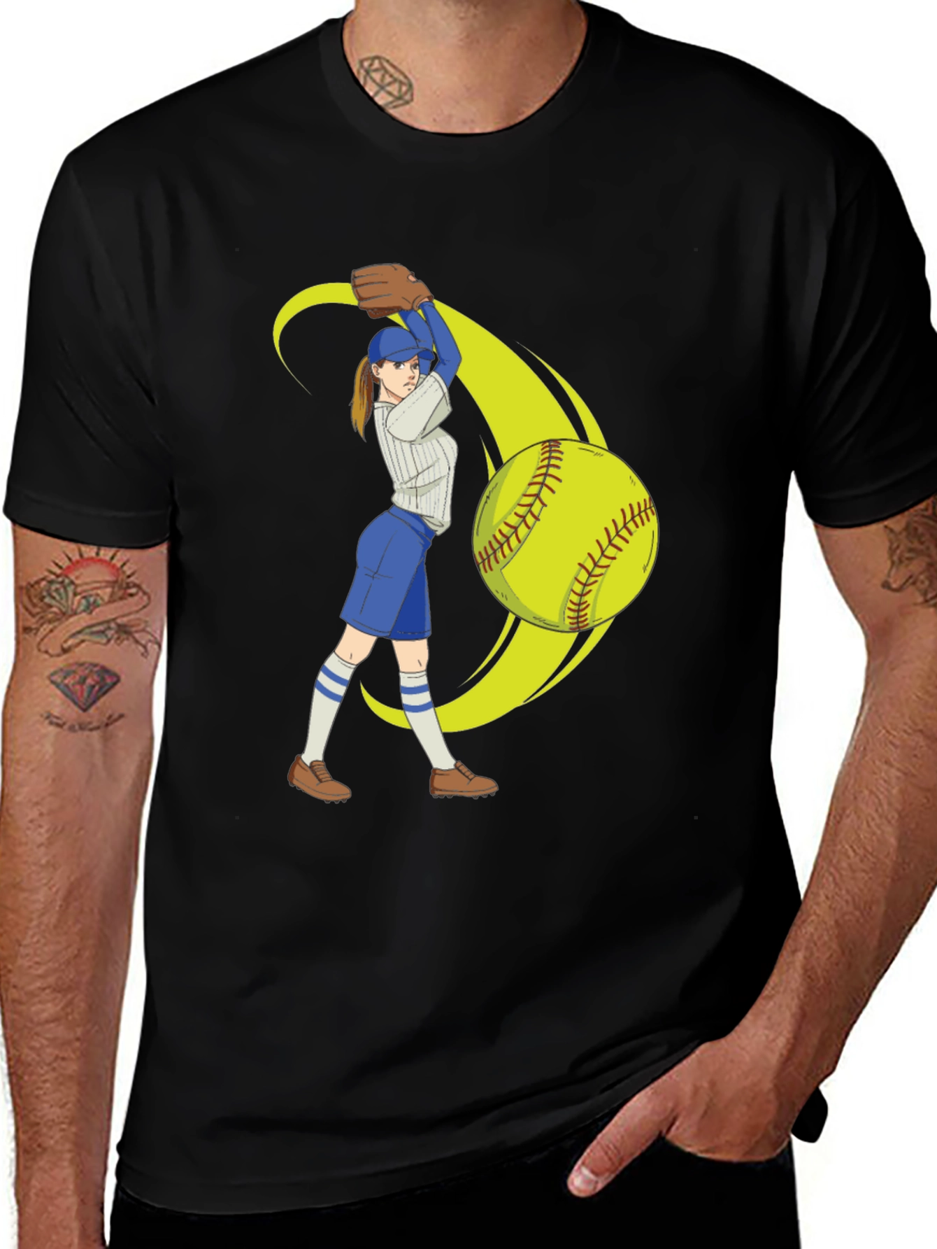 Variant 3 of Softball Player Graphic T-Shirt
