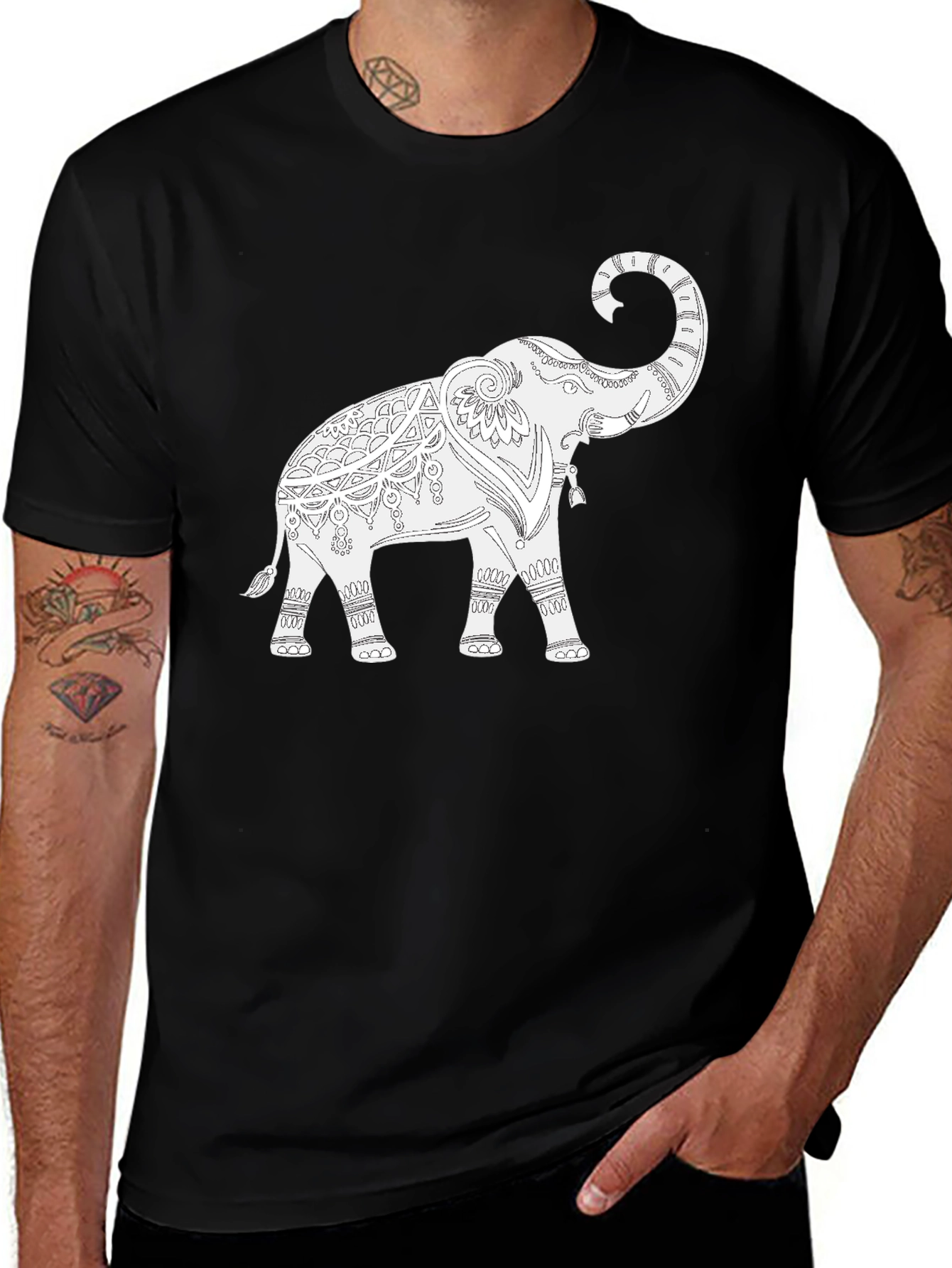 Elephant Graphic Black T-Shirt