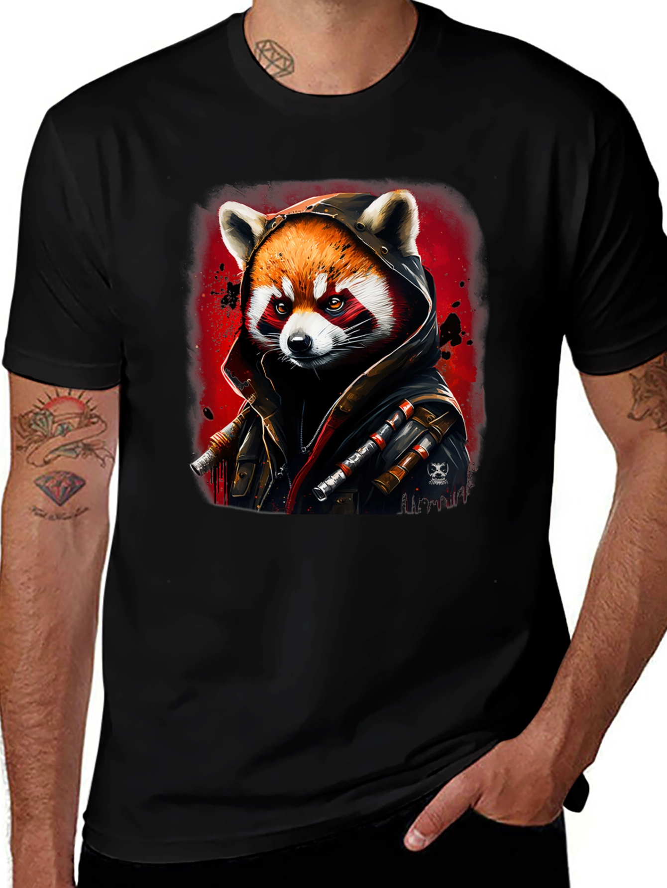 Variant 29 of Red Panda Rogue Black T-Shirt