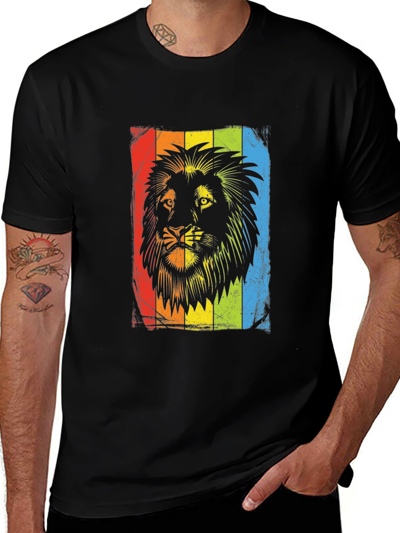 Variant 23 of Lion Reggae Graphic Print Men's Black T-Shirt