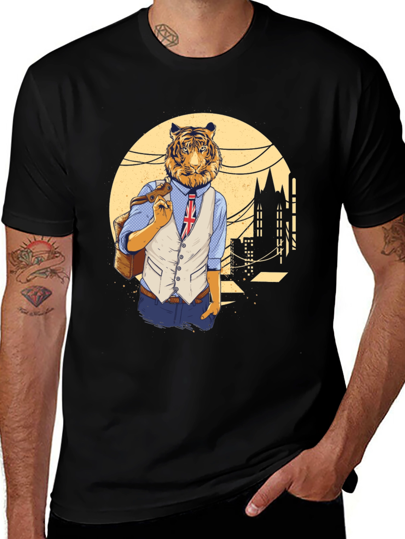 Tiger Gentleman Graphic T-Shirt - Unique Animal Design
