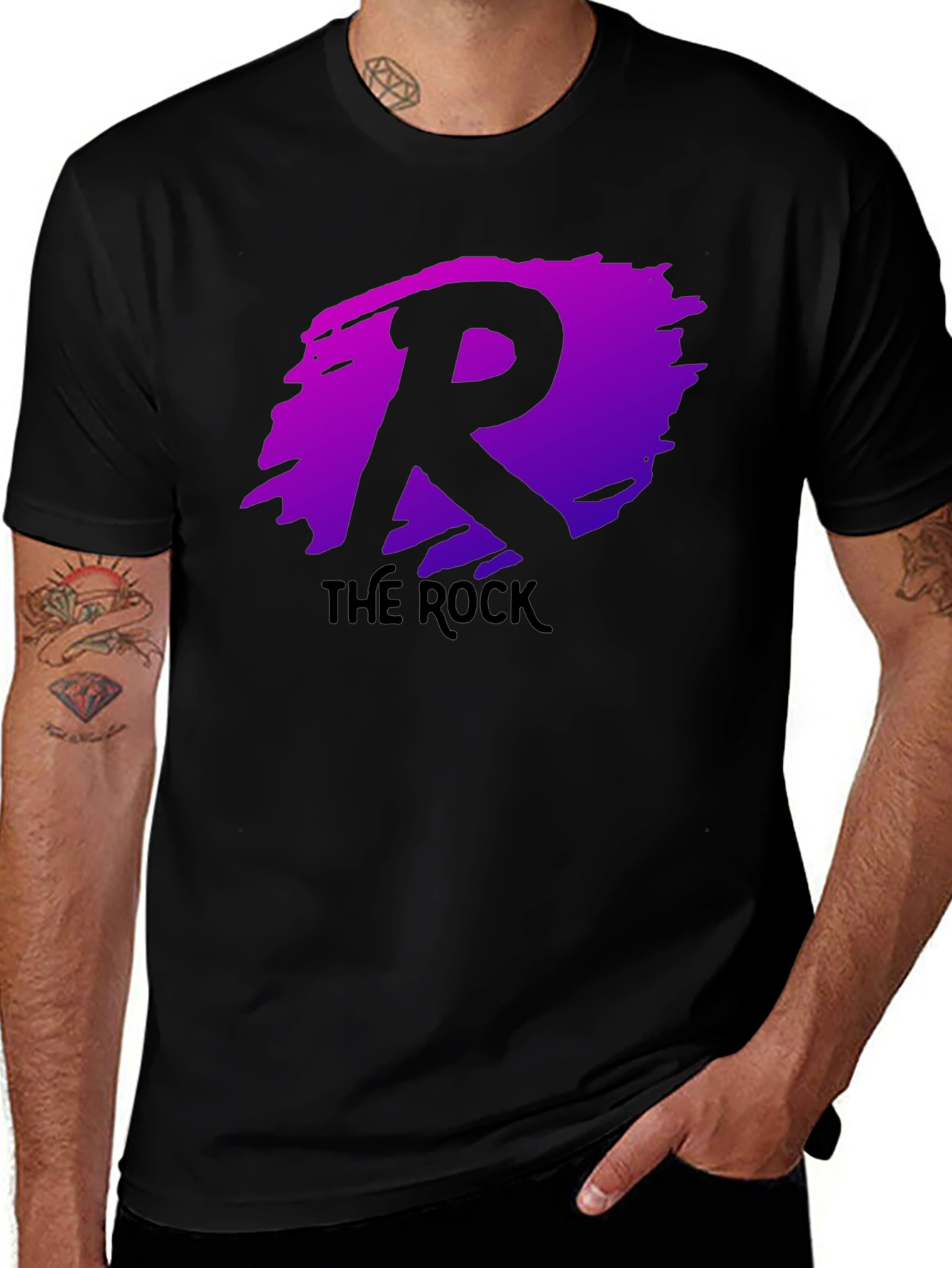The Rock R Logo Black T-Shirt