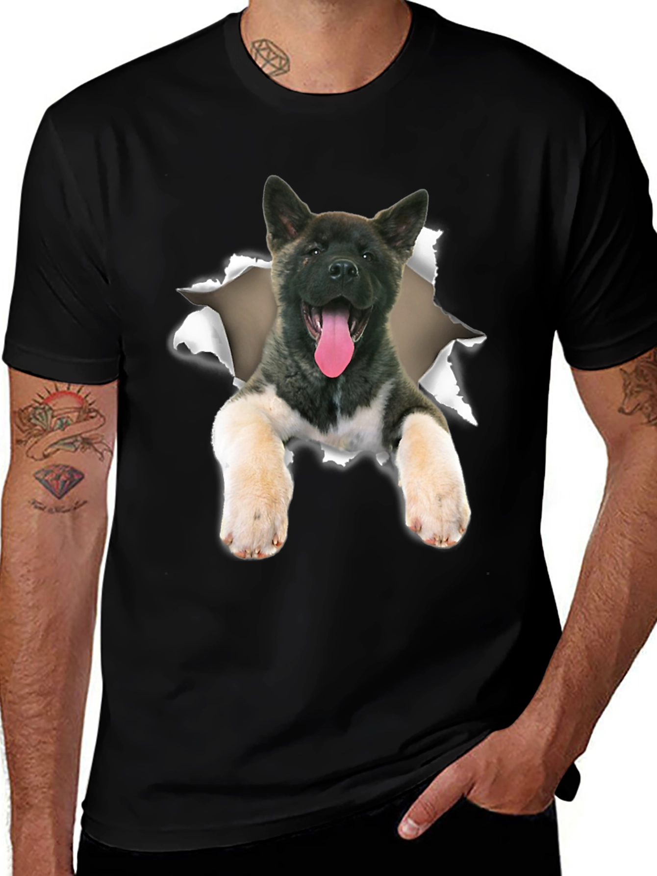 Variant 11 of Dog Graphic Black T-Shirt