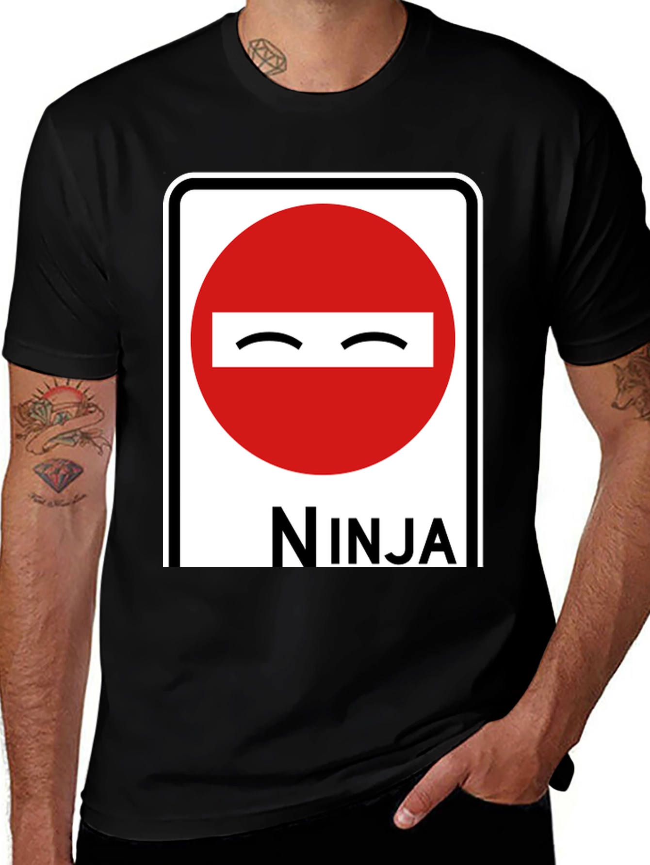 Variant 5 of Ninja Road Sign Graphic T-Shirt
