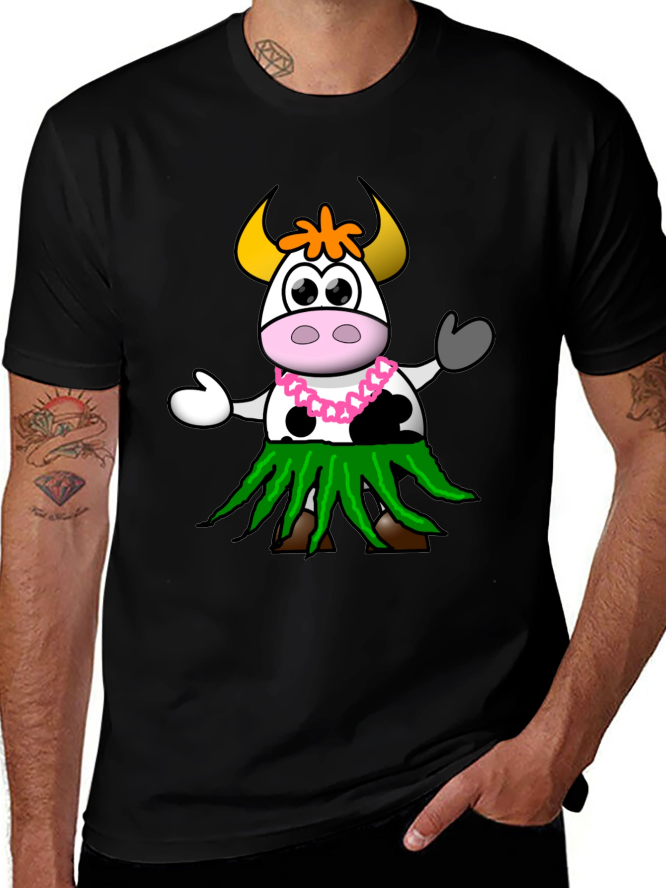 Variant 17 of Funny Hula Cow Cartoon Graphic T-Shirt