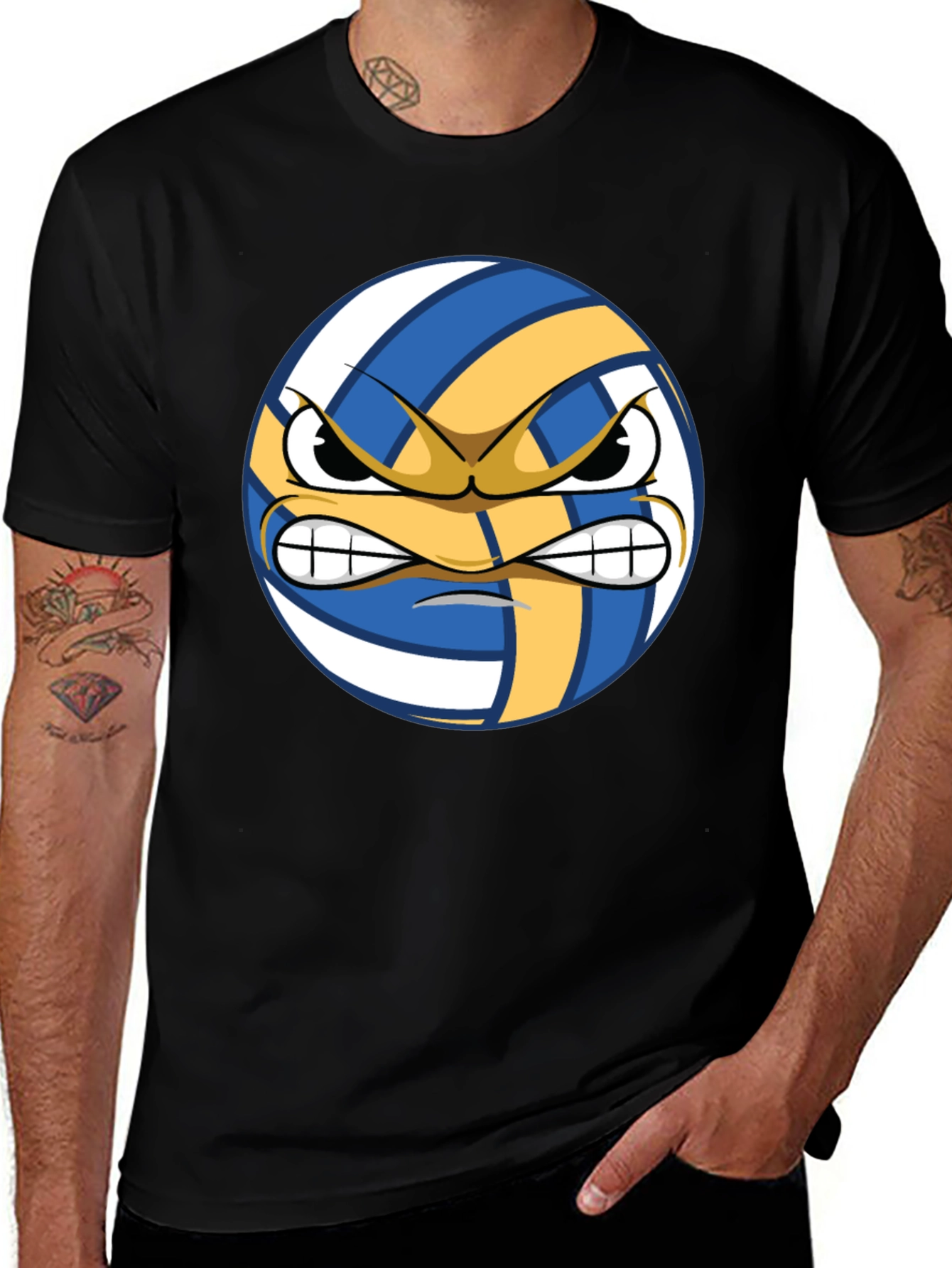 Variant 13 of Angry Volleyball Graphic Tee - Men's Black T-Shirt
