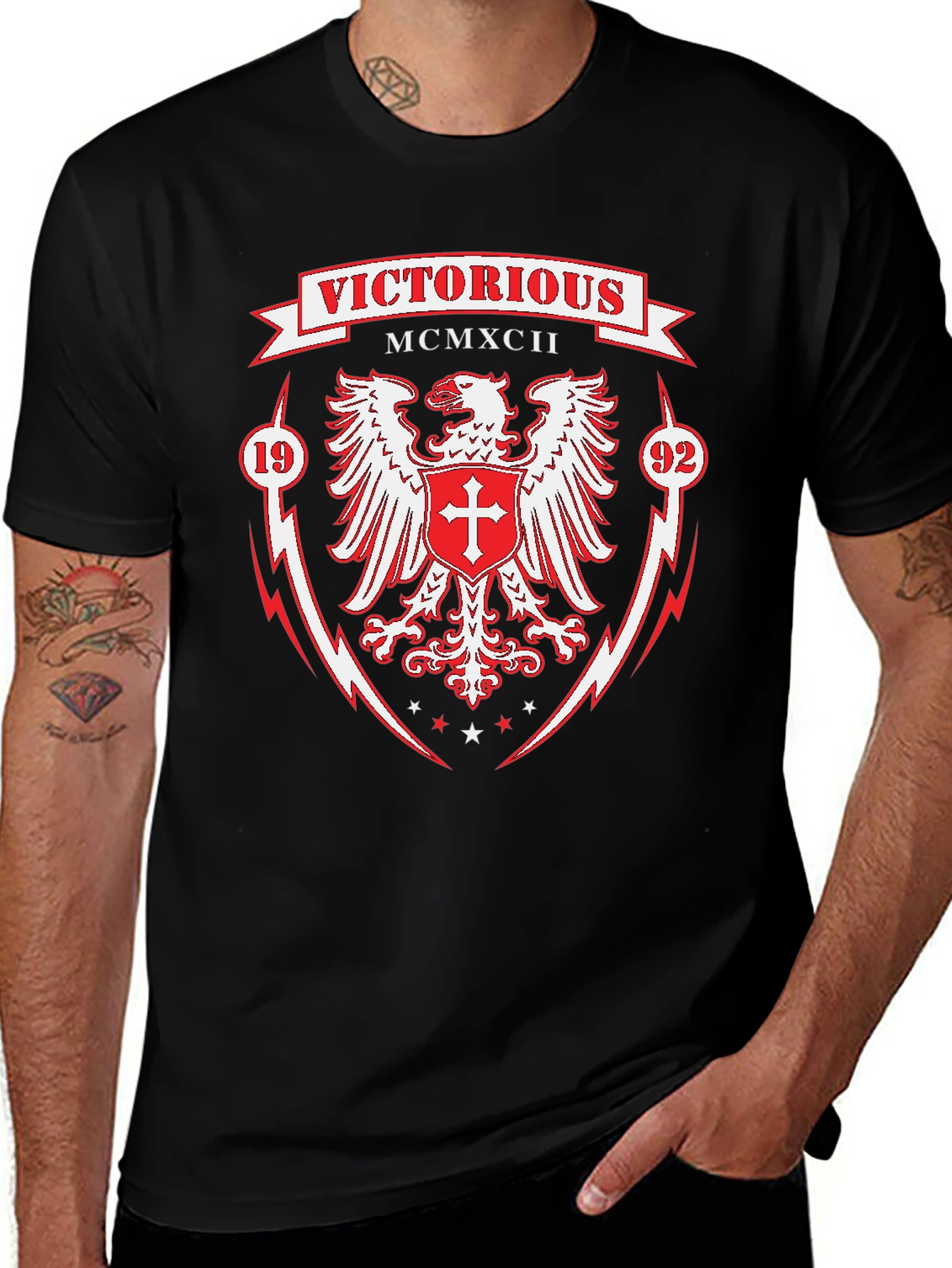 Variant 19 of Victorious Eagle Crest T-Shirt - Black Graphic Tee