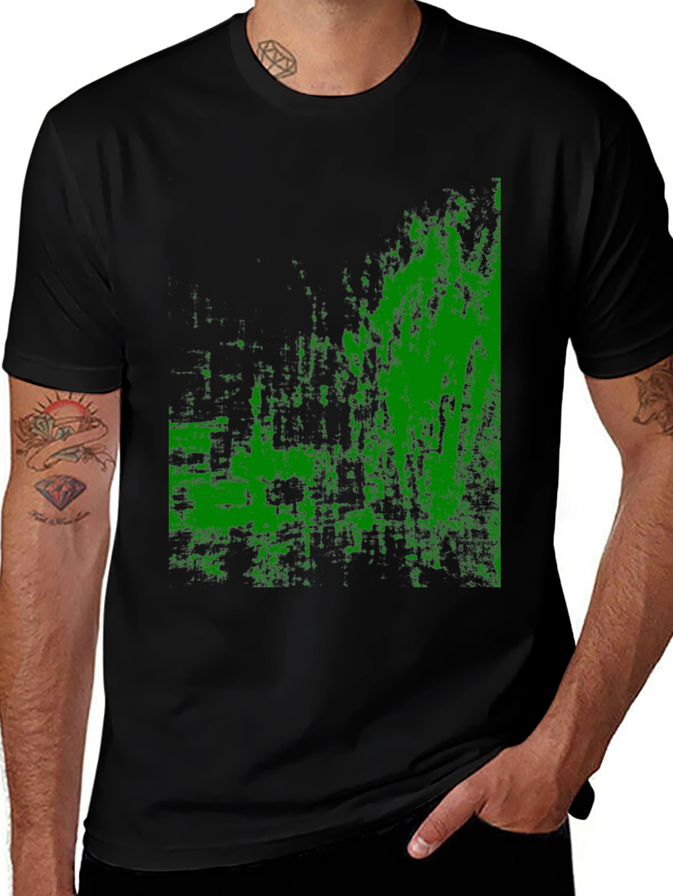 Variant 6 of Abstract Green Graphic Black T-Shirt