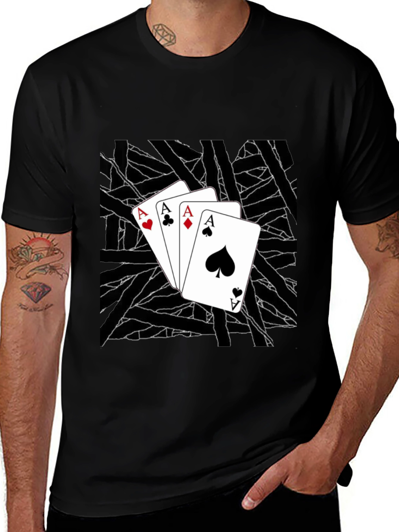 Variant 6 of Ace Cards Graphic Tee - Black Casual T-Shirt