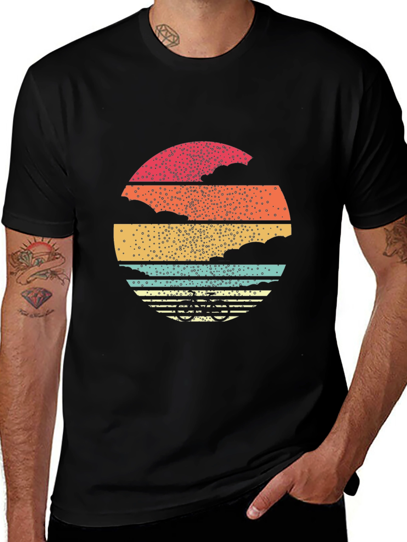 Variant 21 of Retro Sunset Bicycle Graphic Tee