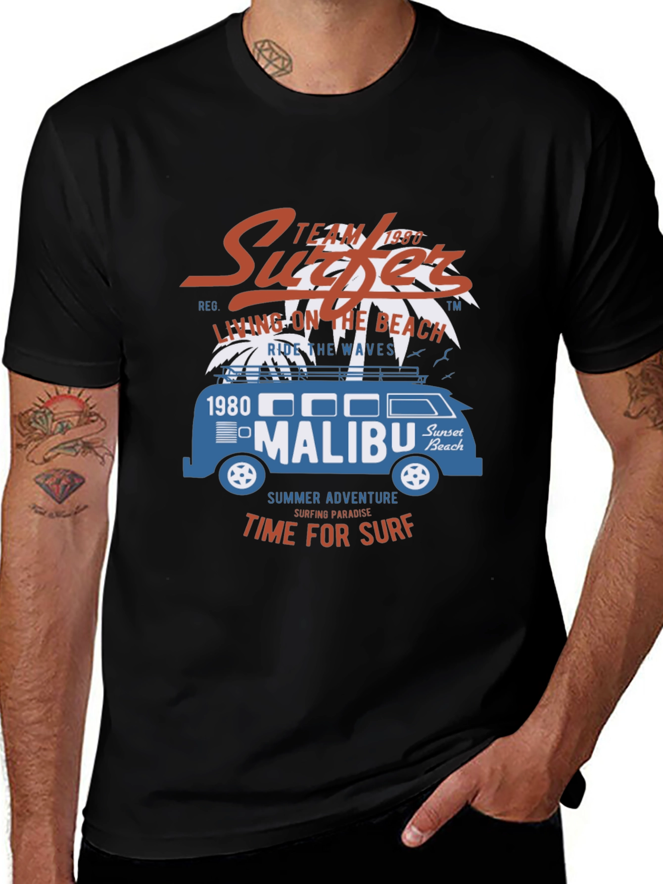Vintage Surfers T-Shirt - Malibu Beach Tee