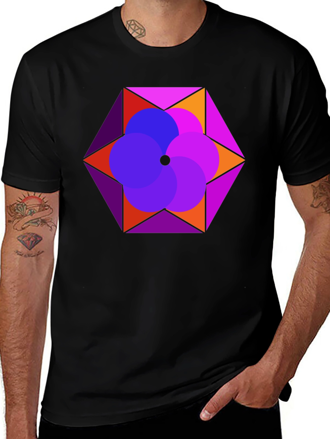 Variant 26 of Geometric Bloom Graphic Tee - Modern Art Shirt