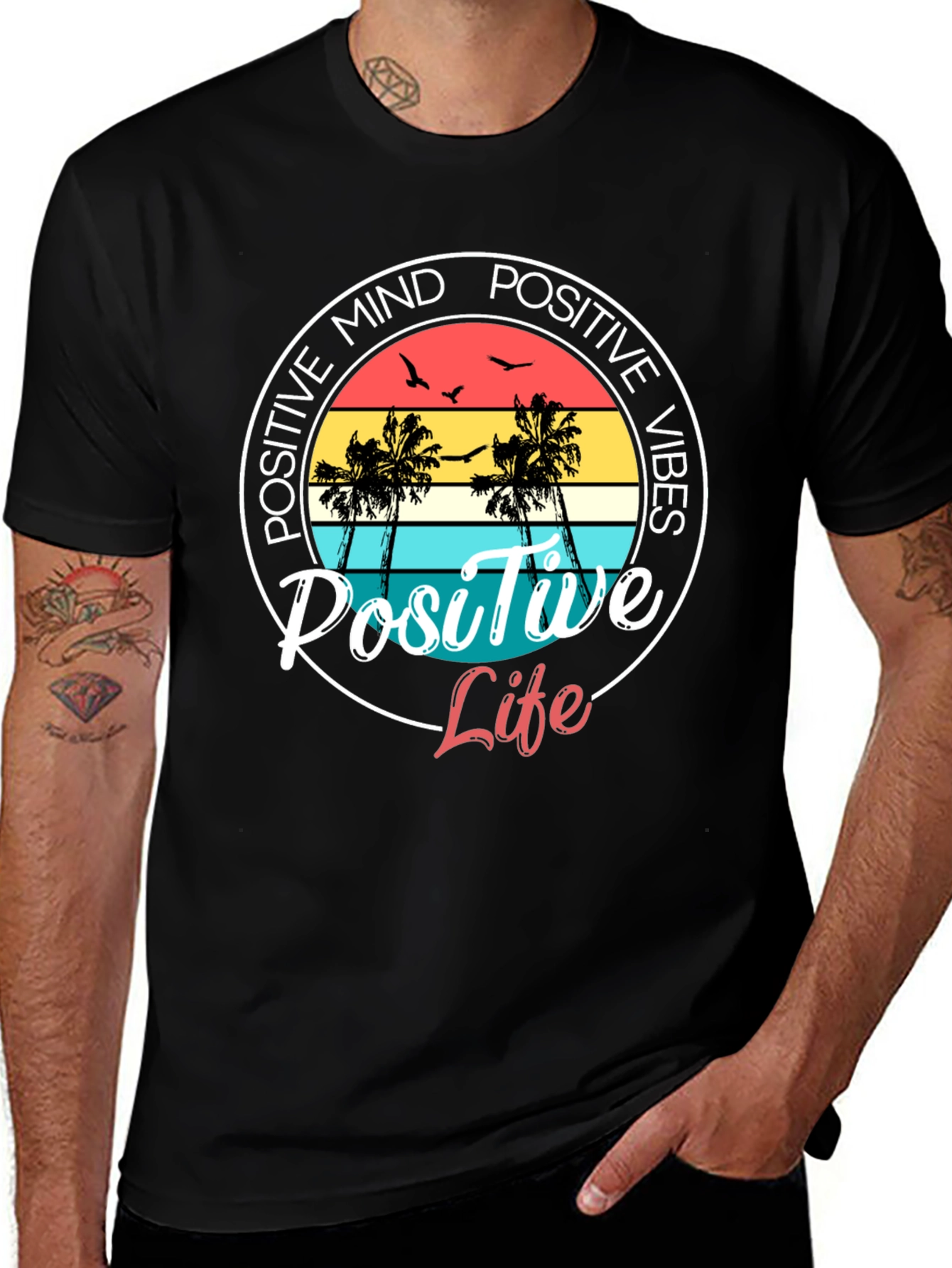 Variant 15 of Positive Mind, Positive Vibes Black T-Shirt