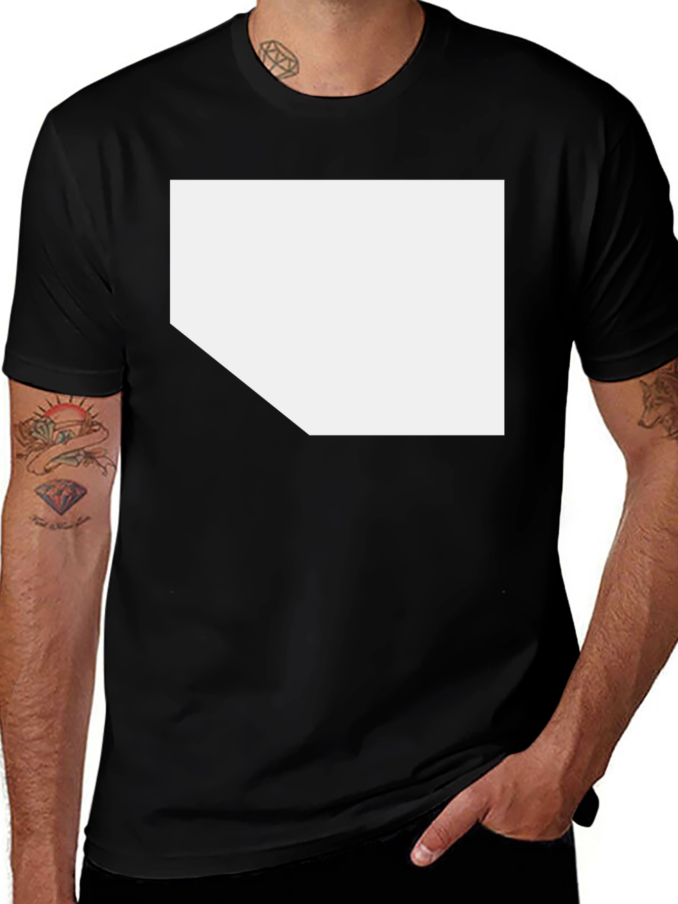 Black T-Shirt with Customizable White Space