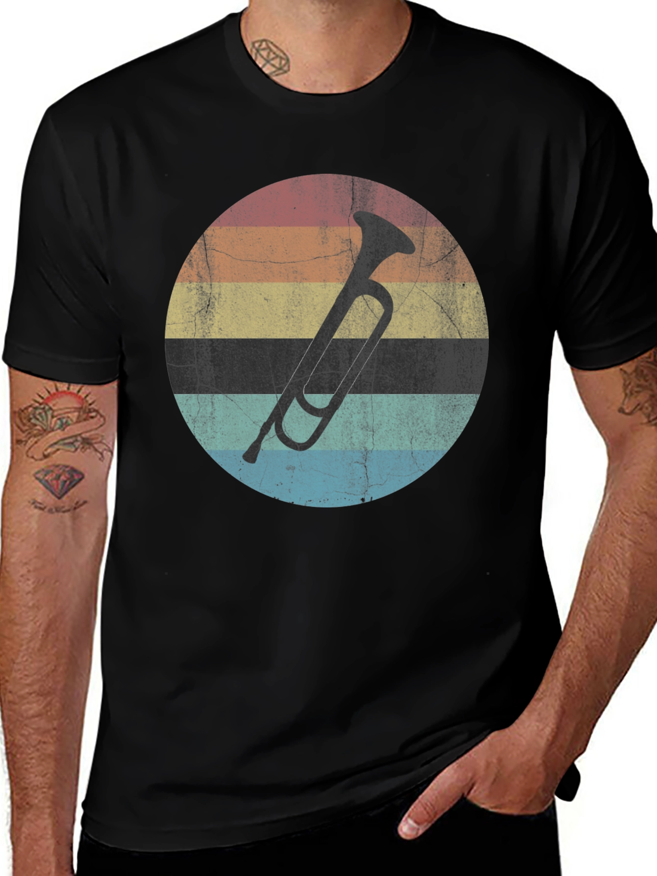 Variant 18 of Retro Trumpet Graphic Tee - Vintage Style Music Shirt