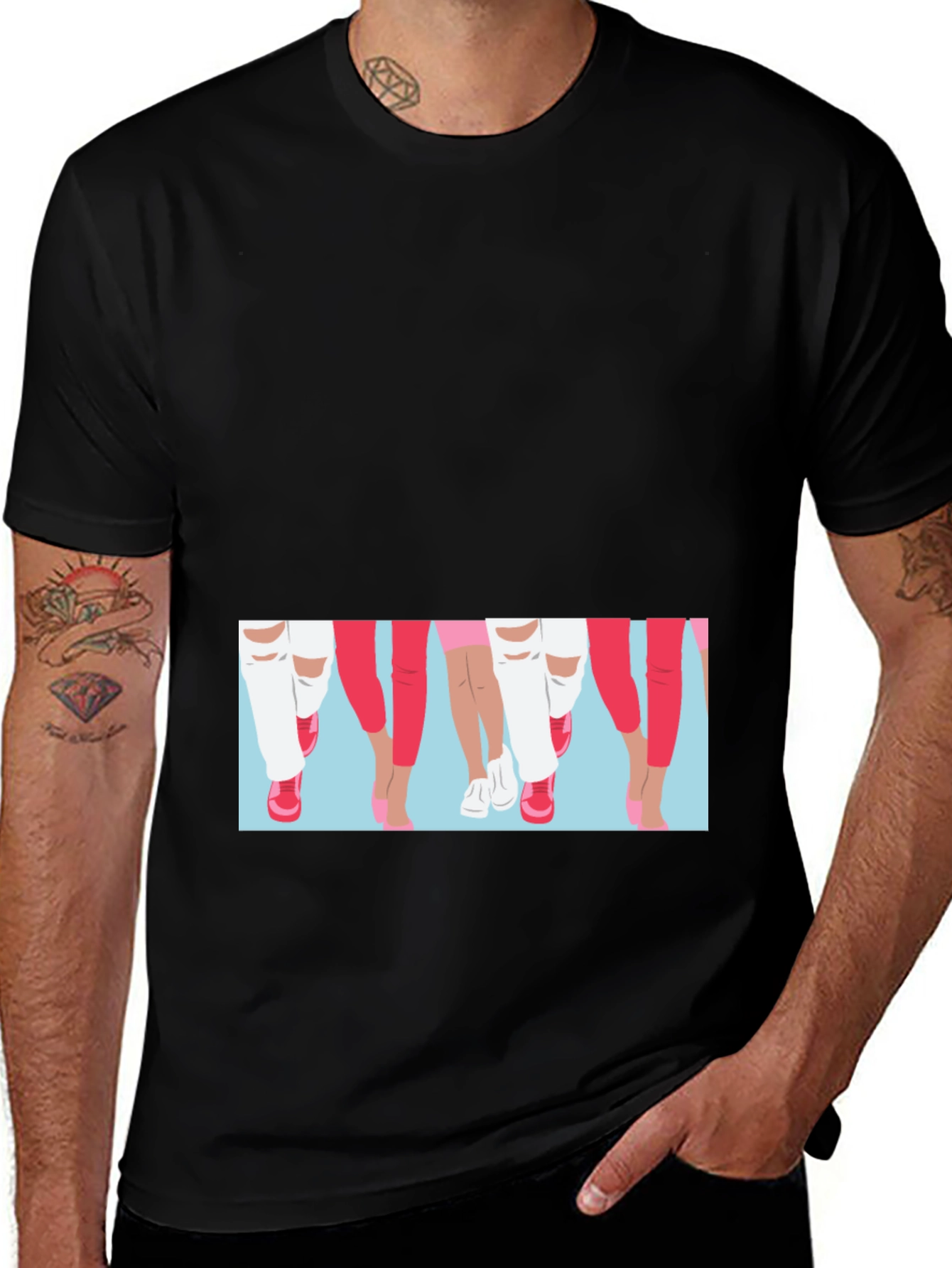 Variant 30 of Graphic Print Black T-Shirt - Fashion Legs Design
