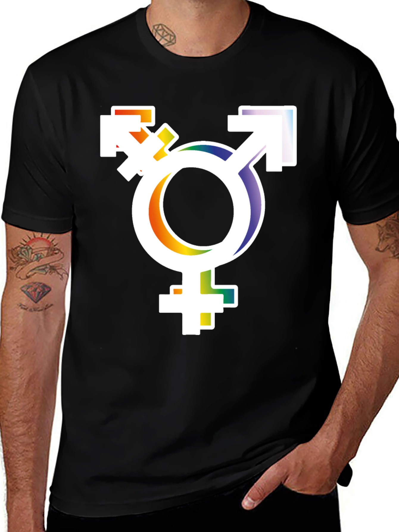 Variant 4 of Transgender Pride T-Shirt - Rainbow Trans Symbol Tee