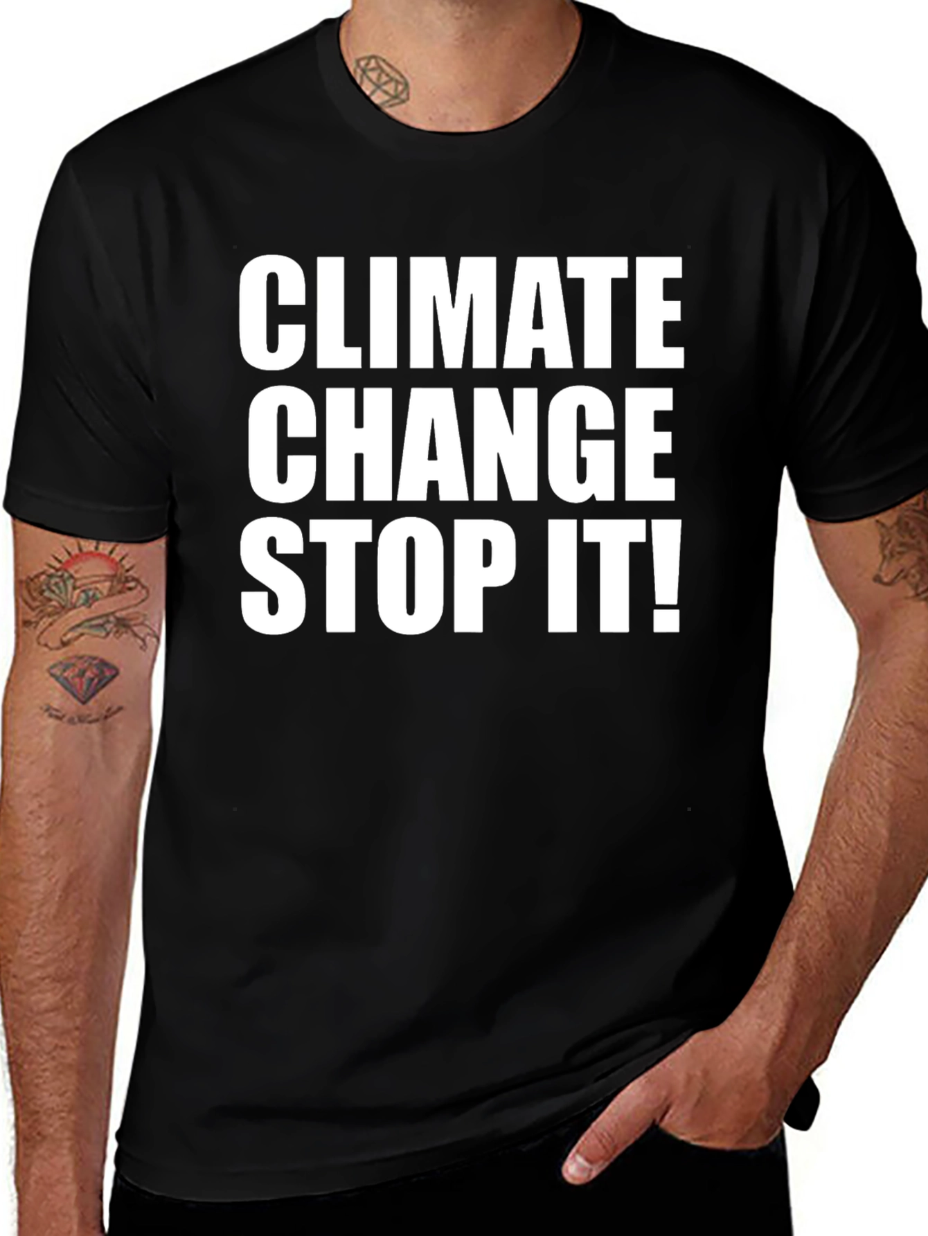 Black Climate Change Stop It! Graphic T-Shirt main image