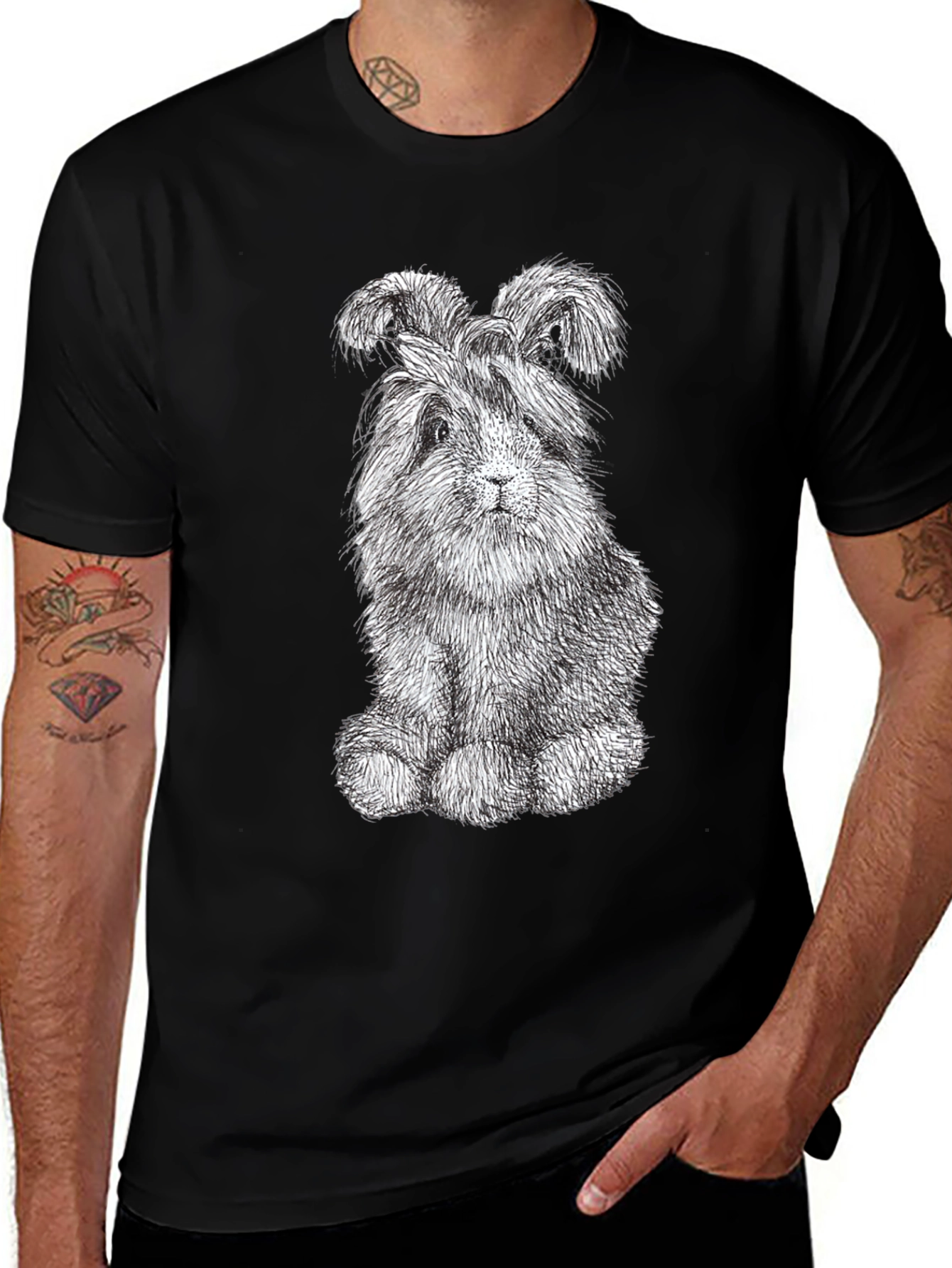 Variant 29 of Cute Bunny Graphic Tee - Soft Black Cotton Shirt