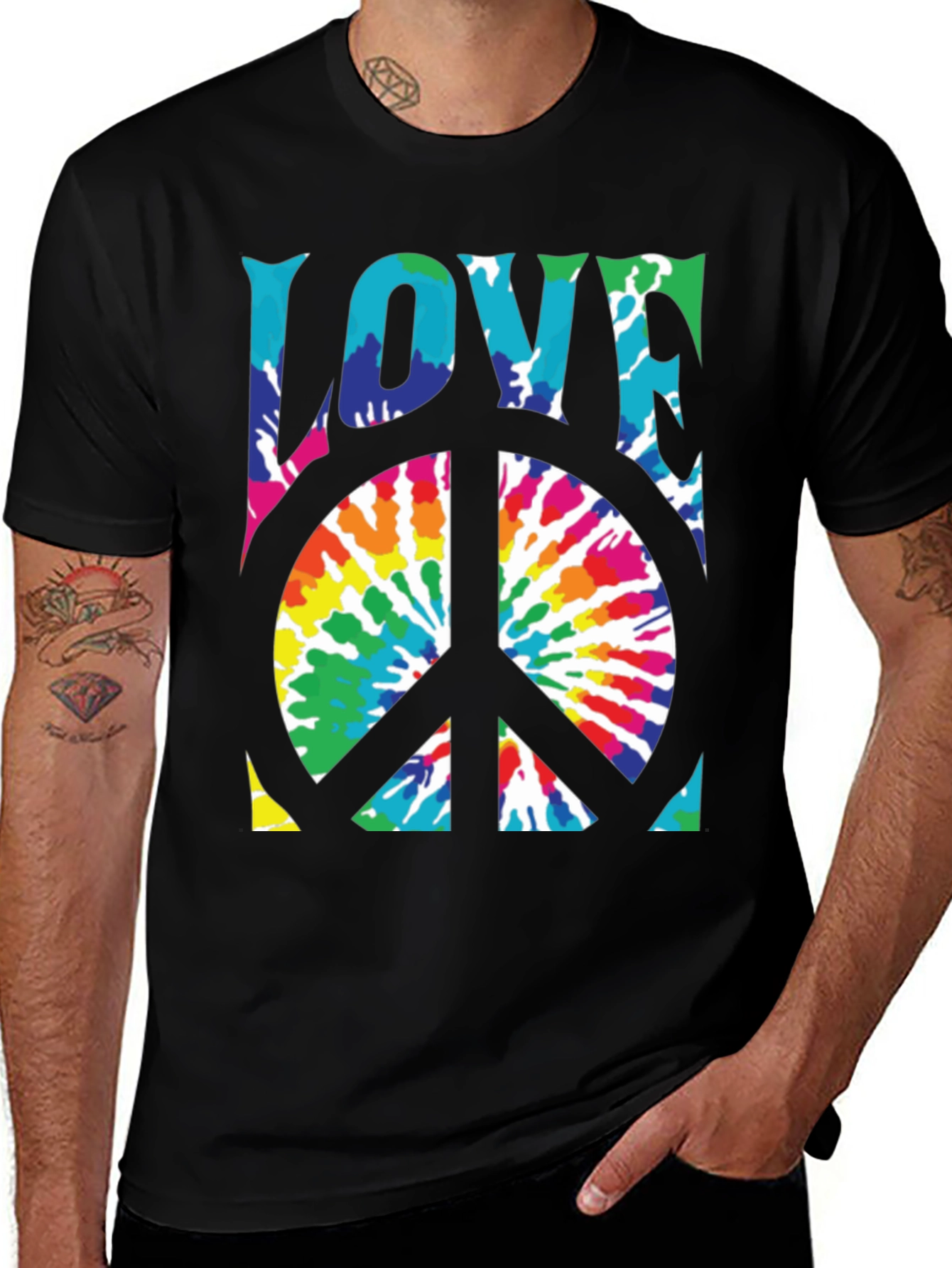 Variant 17 of Love and Peace Tie Dye Graphic Tee