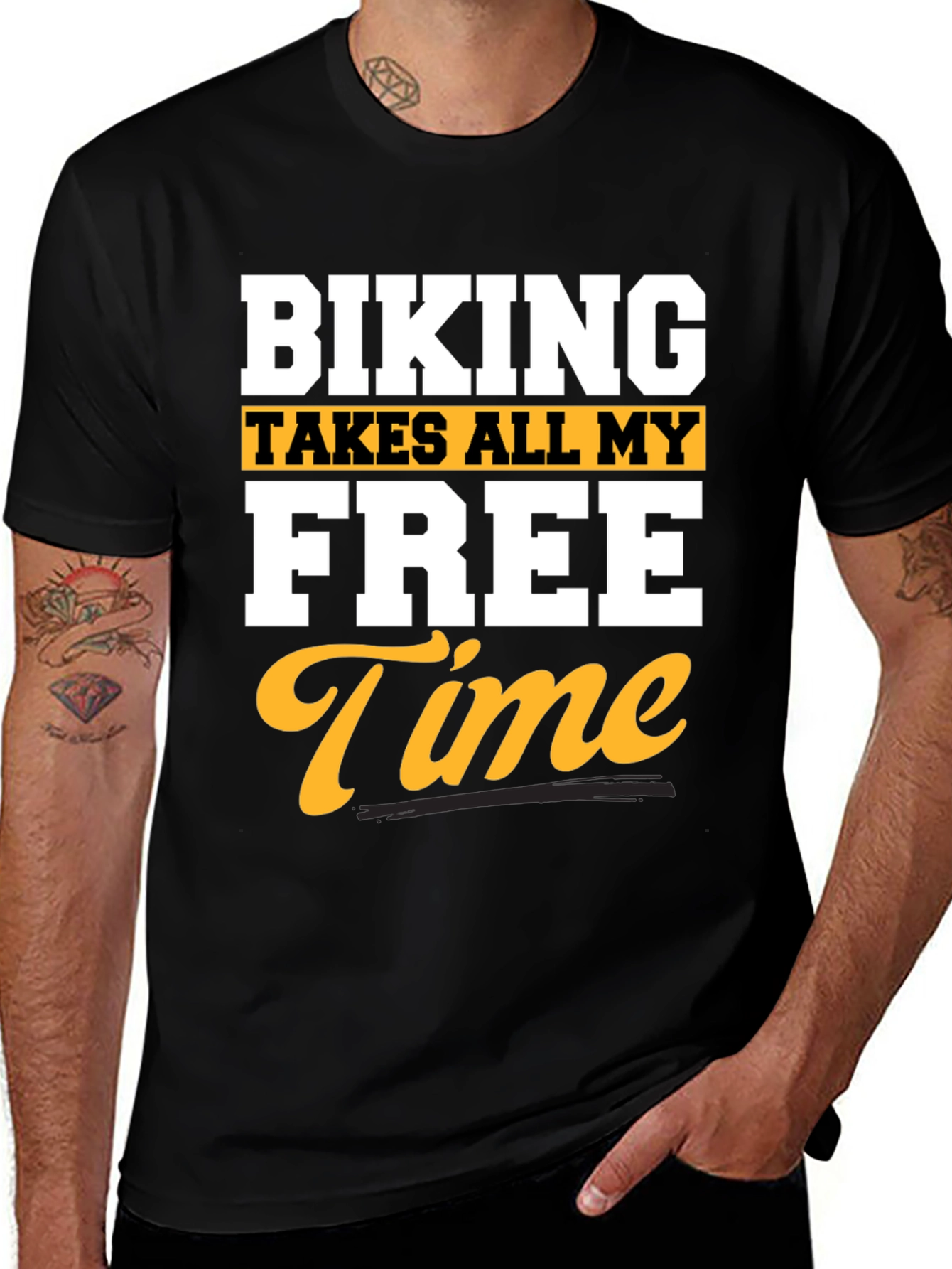 Variant 14 of Biking Takes All My Free Time Black T-Shirt