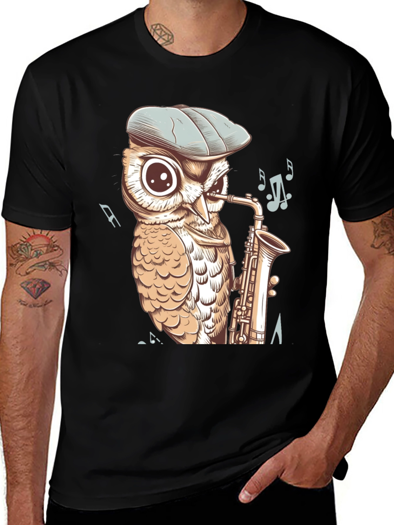 Variant 15 of Owl Saxophone Player Graphic T-Shirt