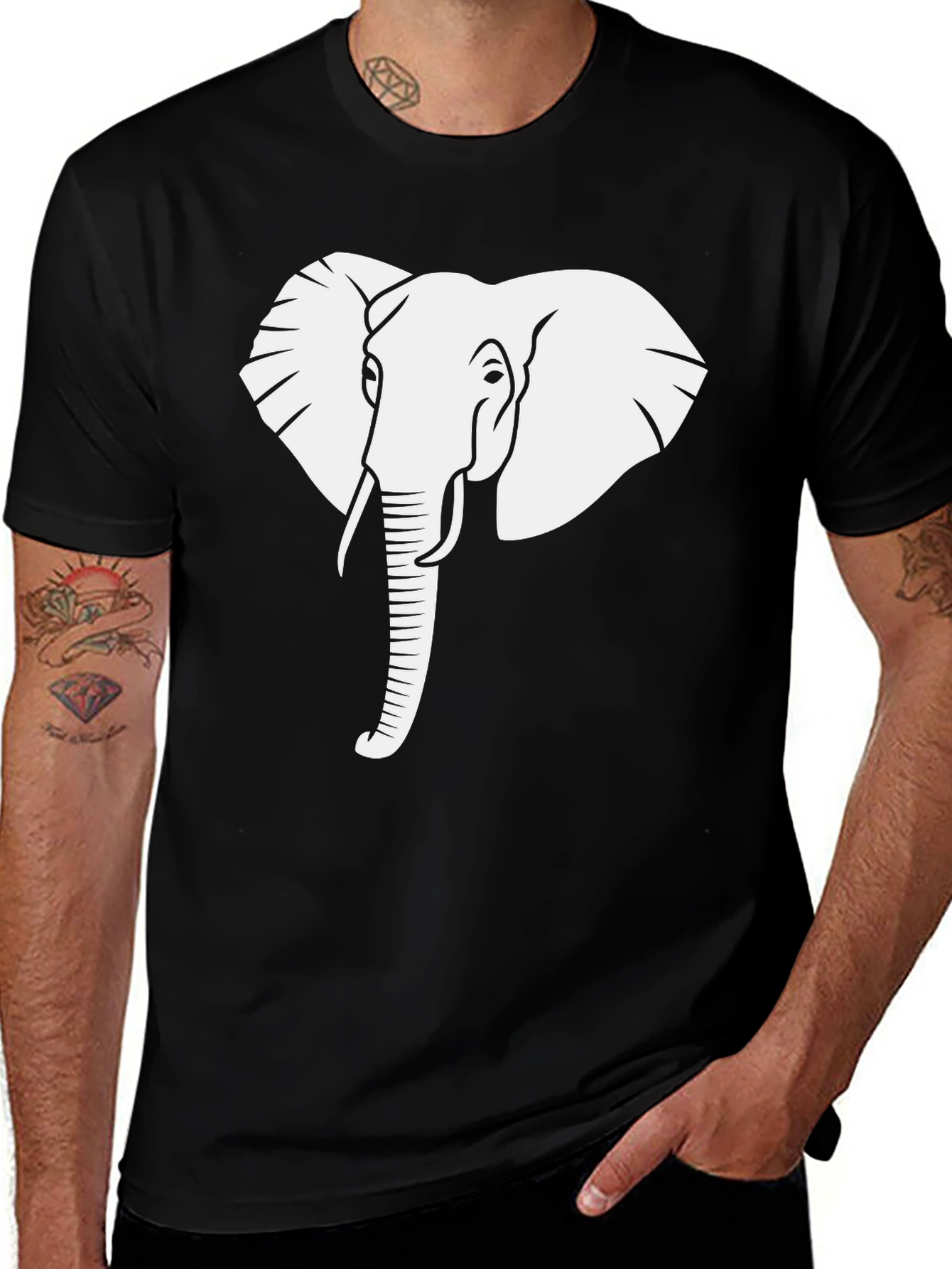 Variant 6 of Elephant Graphic Tee - Black Cotton T-Shirt