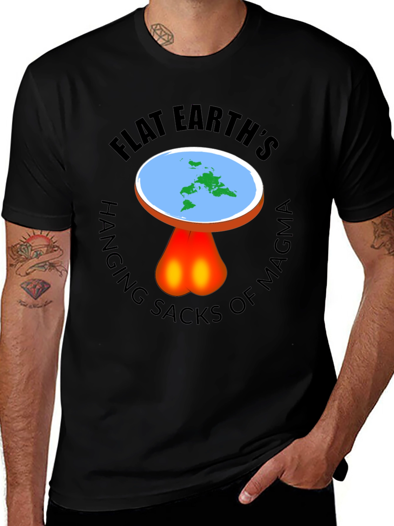 Variant 26 of Flat Earth Hanging Sacks Of Magma T-Shirt