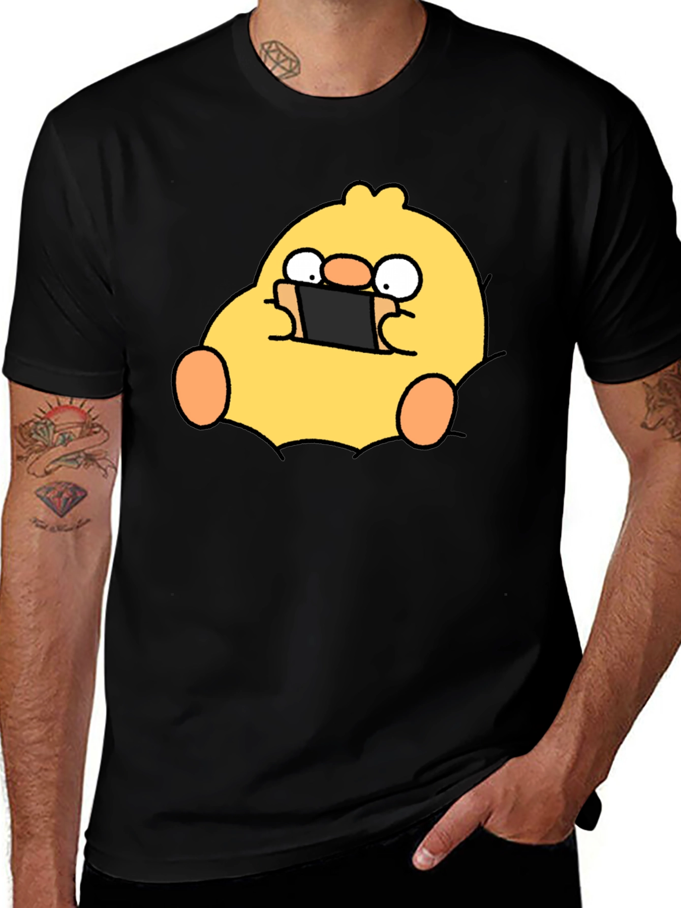 Variant 4 of Funny Cartoon Duck Gamer Black T-Shirt