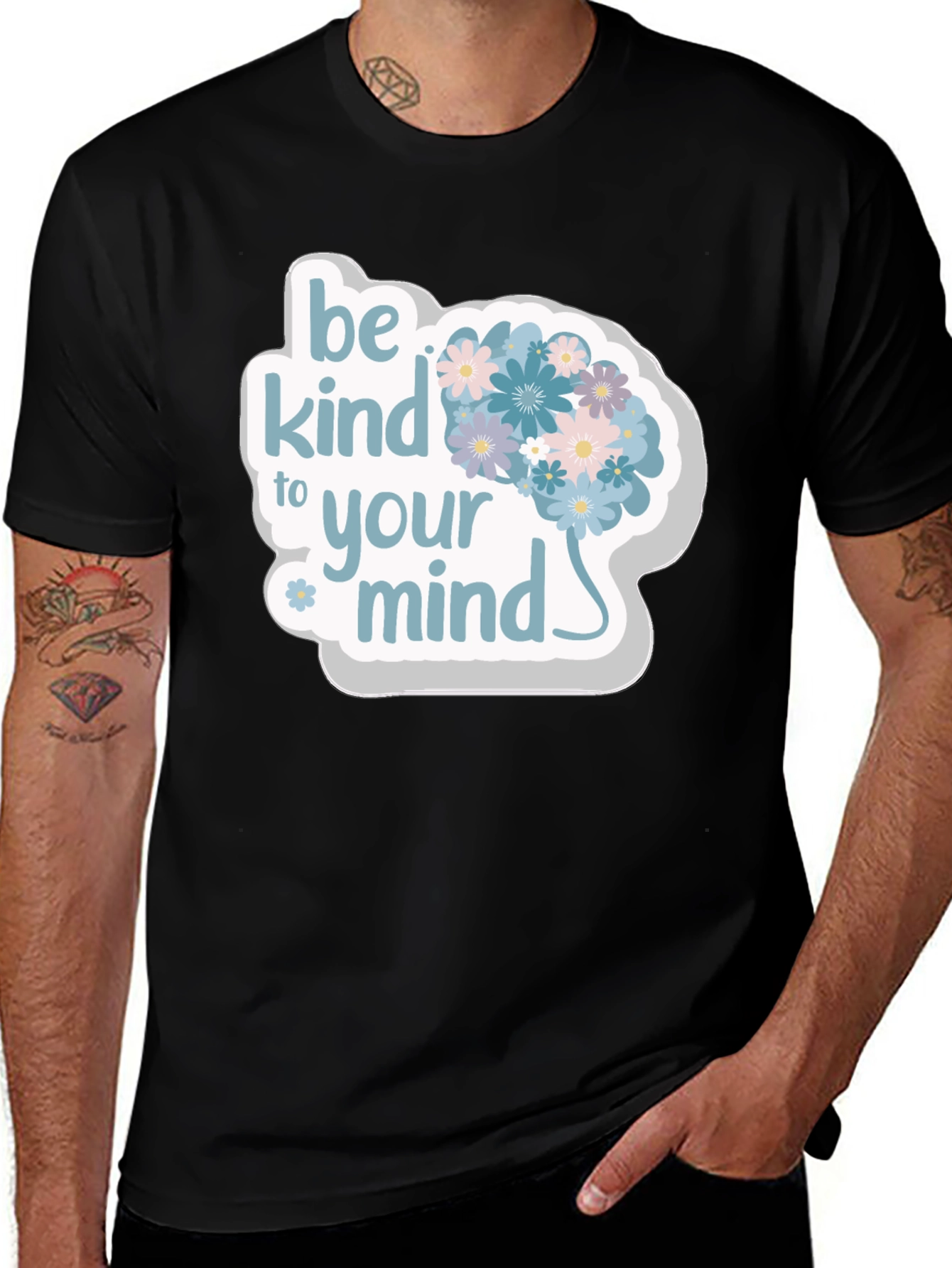 Variant 17 of Be Kind To Your Mind Floral Brain Graphic T-Shirt