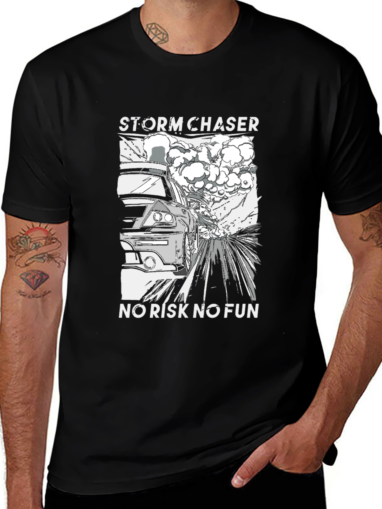 Variant 7 of Storm Chaser Graphic Tee - No Risk No Fun
