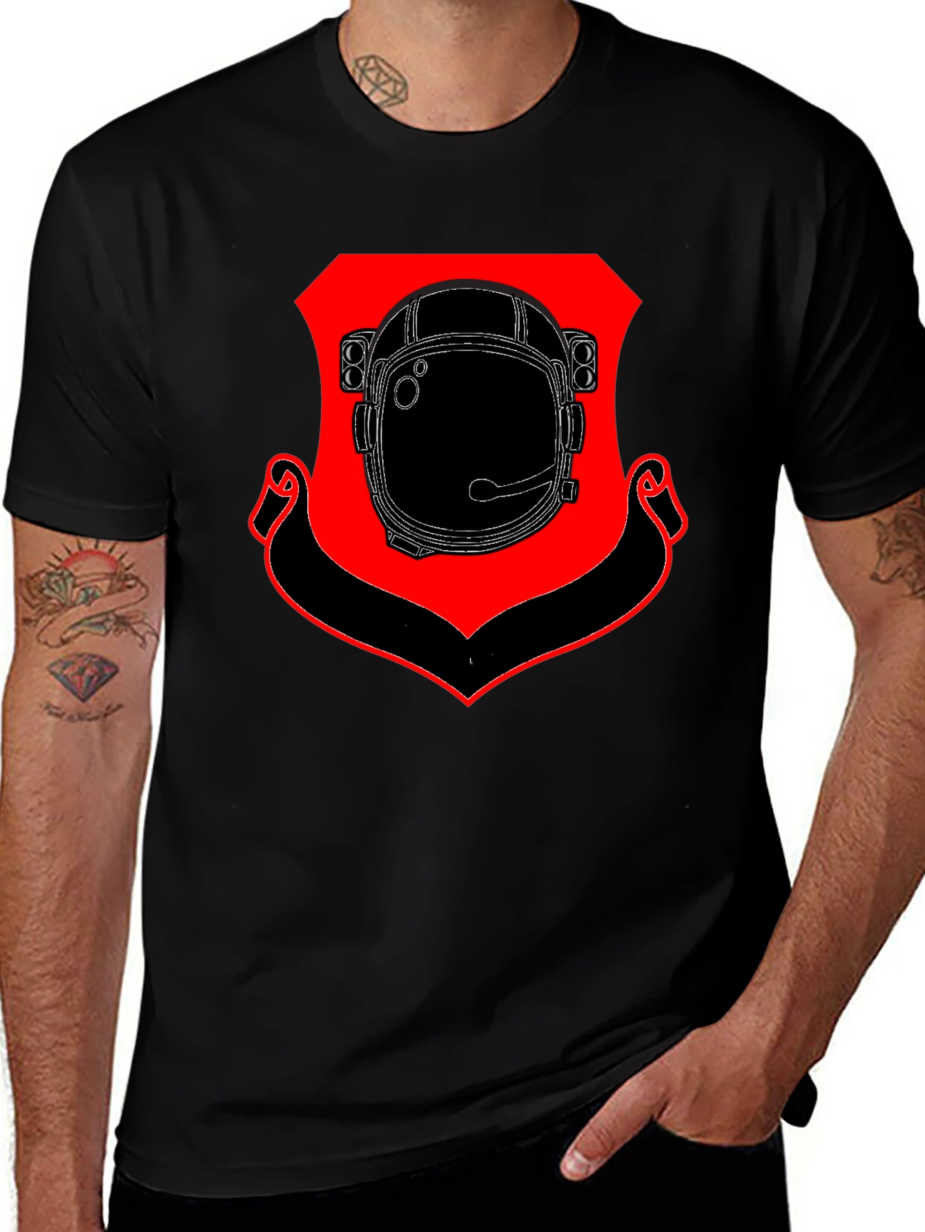 Variant 29 of Astronaut Helmet Shield Black T-Shirt
