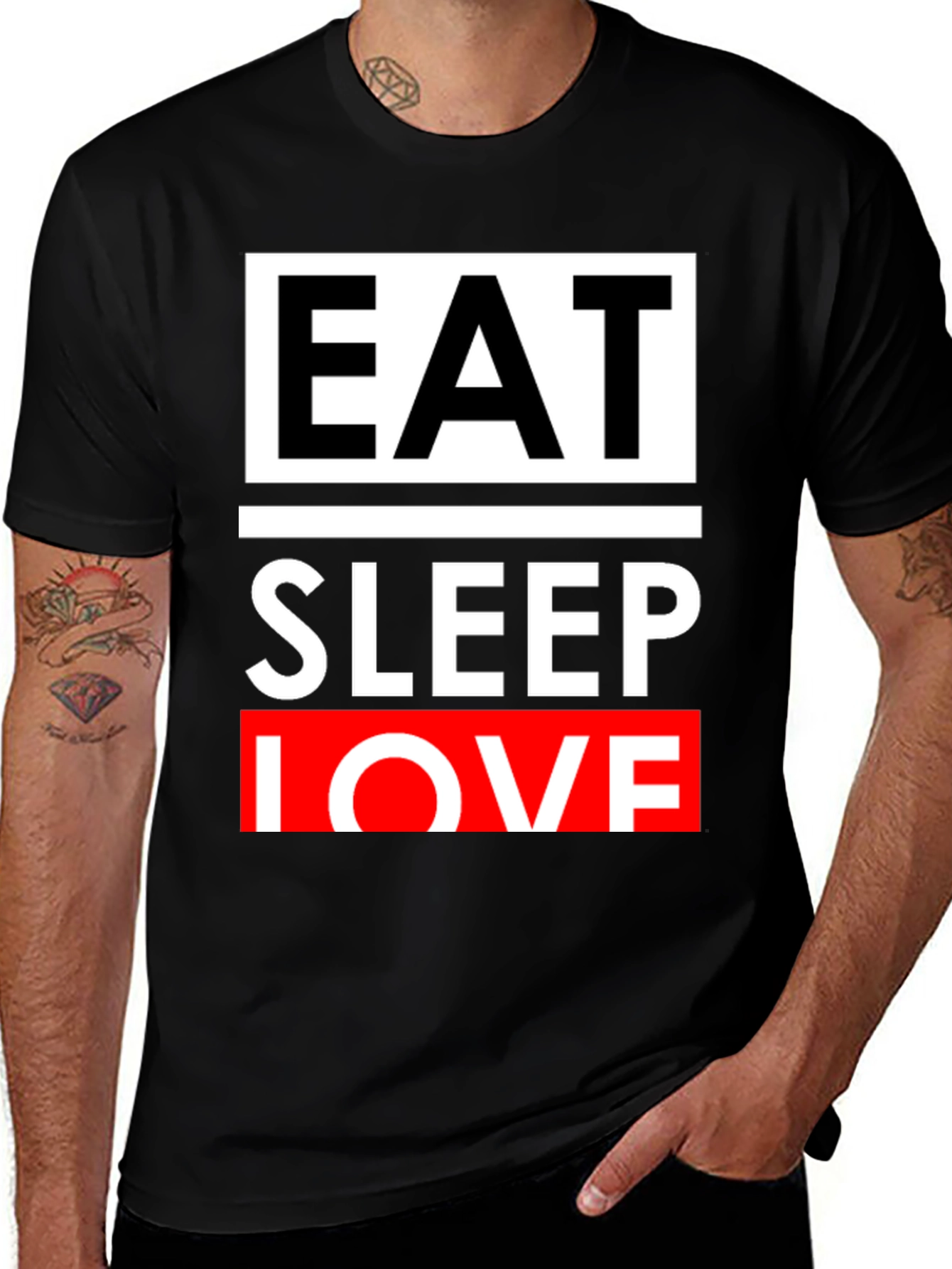 Variant 24 of Eat Sleep Love Graphic Tee - Black