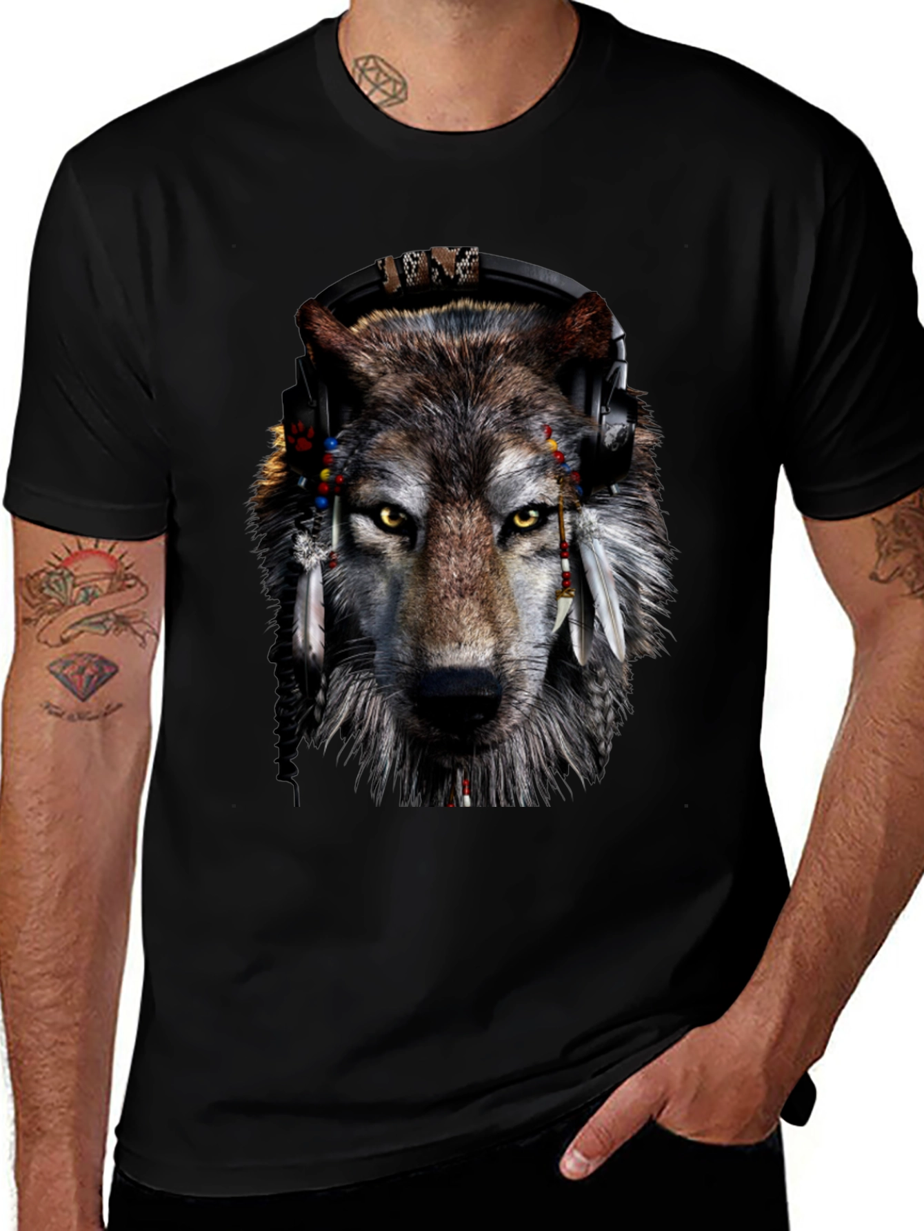 Variant 12 of Wolf Headphone Graphic T-Shirt