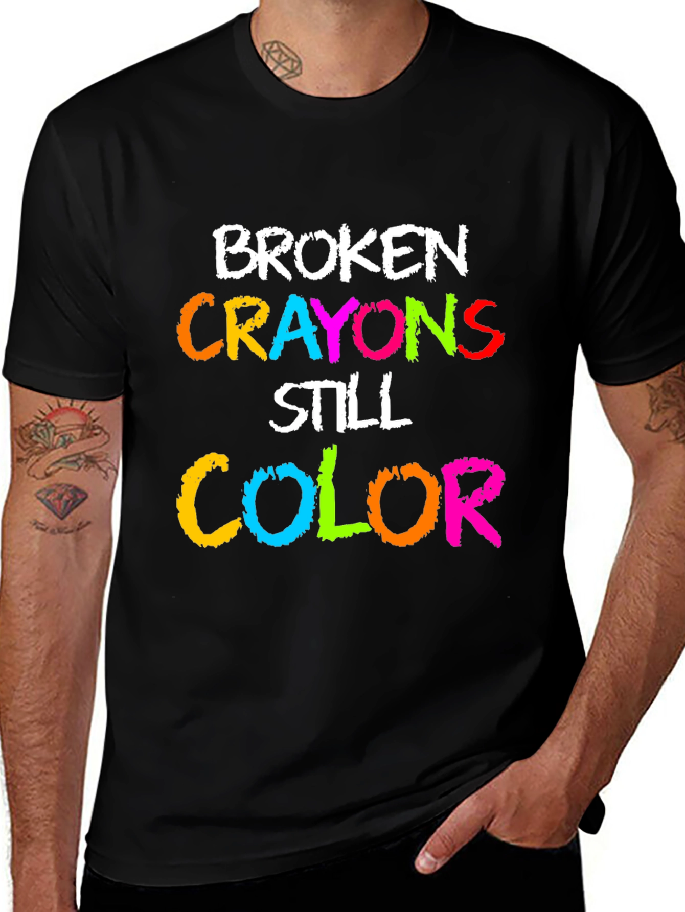Variant 6 of Broken Crayons Still Color Graphic Tee
