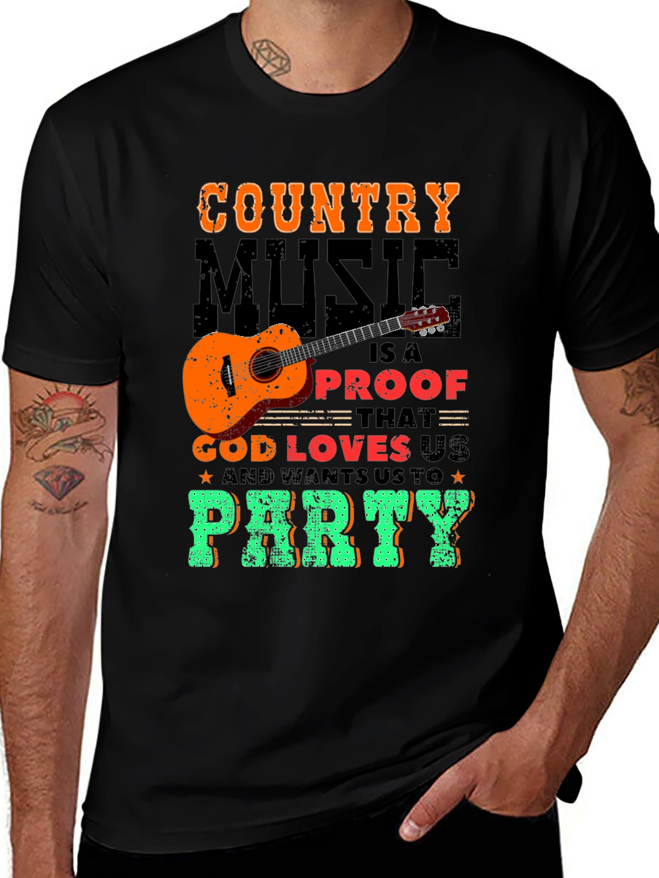 Variant 23 of Country Music God Loves Us T-Shirt