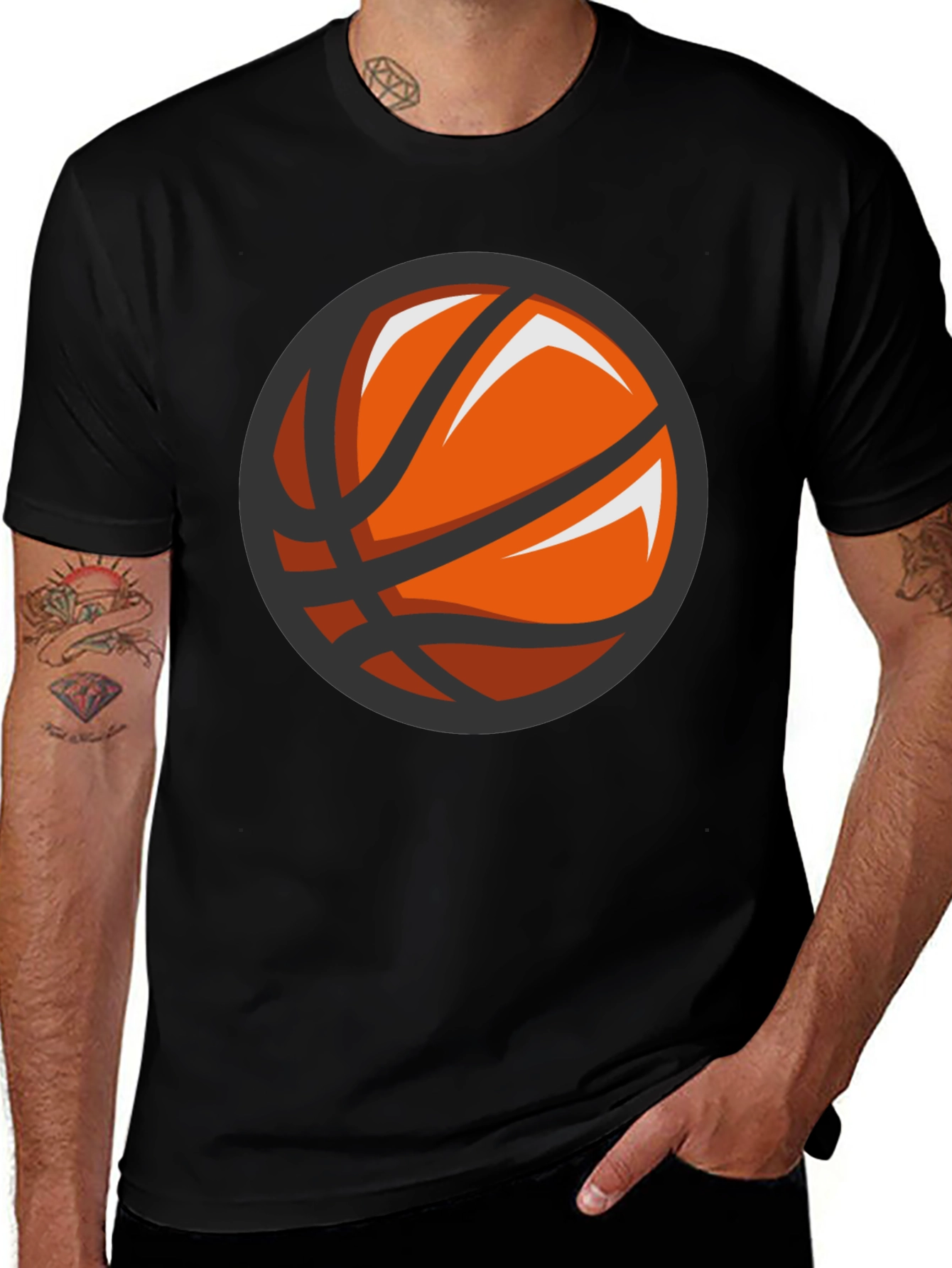Variant 20 of Black T-Shirt with Basketball Graphic