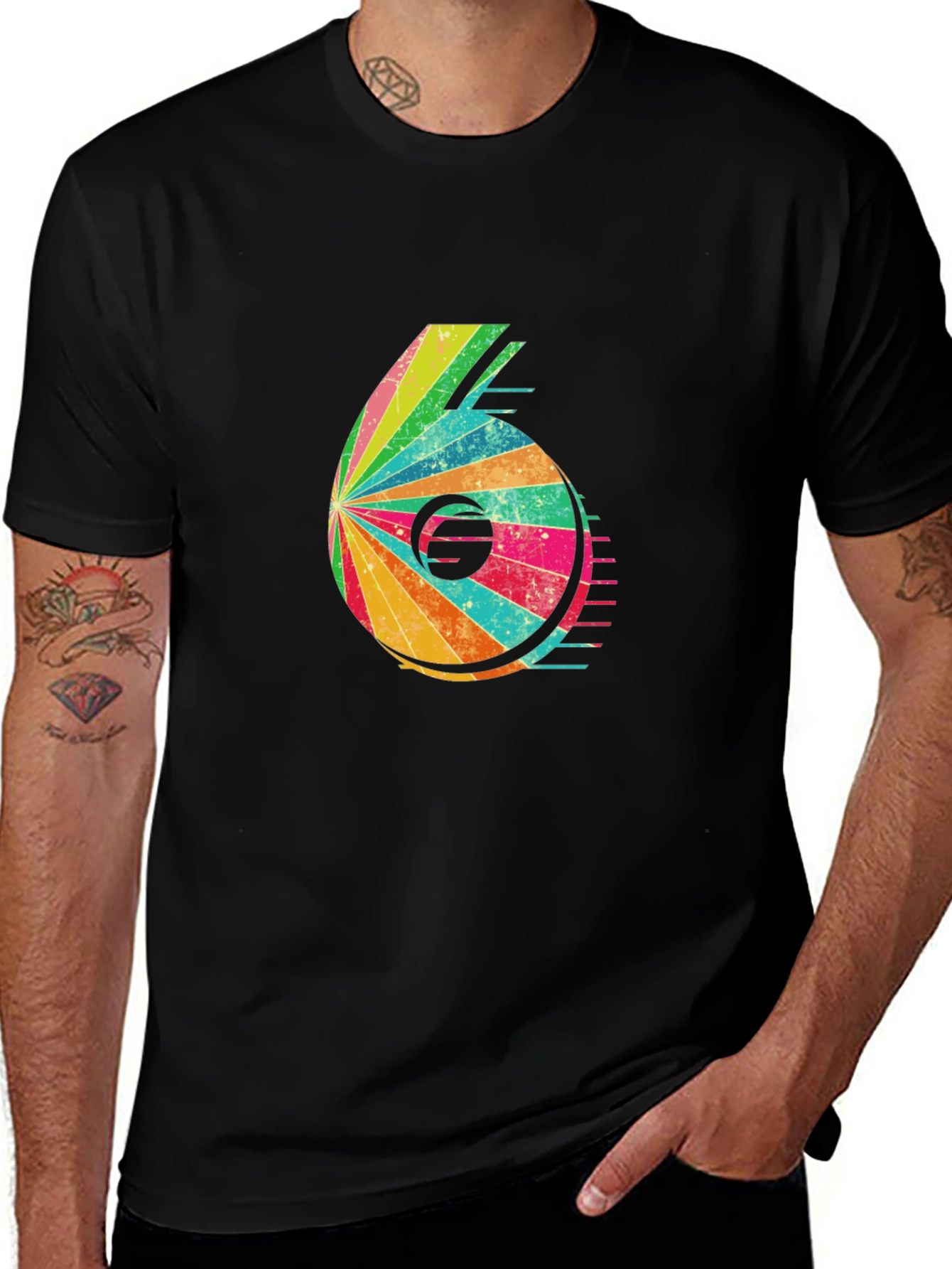 Variant 22 of Retro Number 6 Graphic T-Shirt
