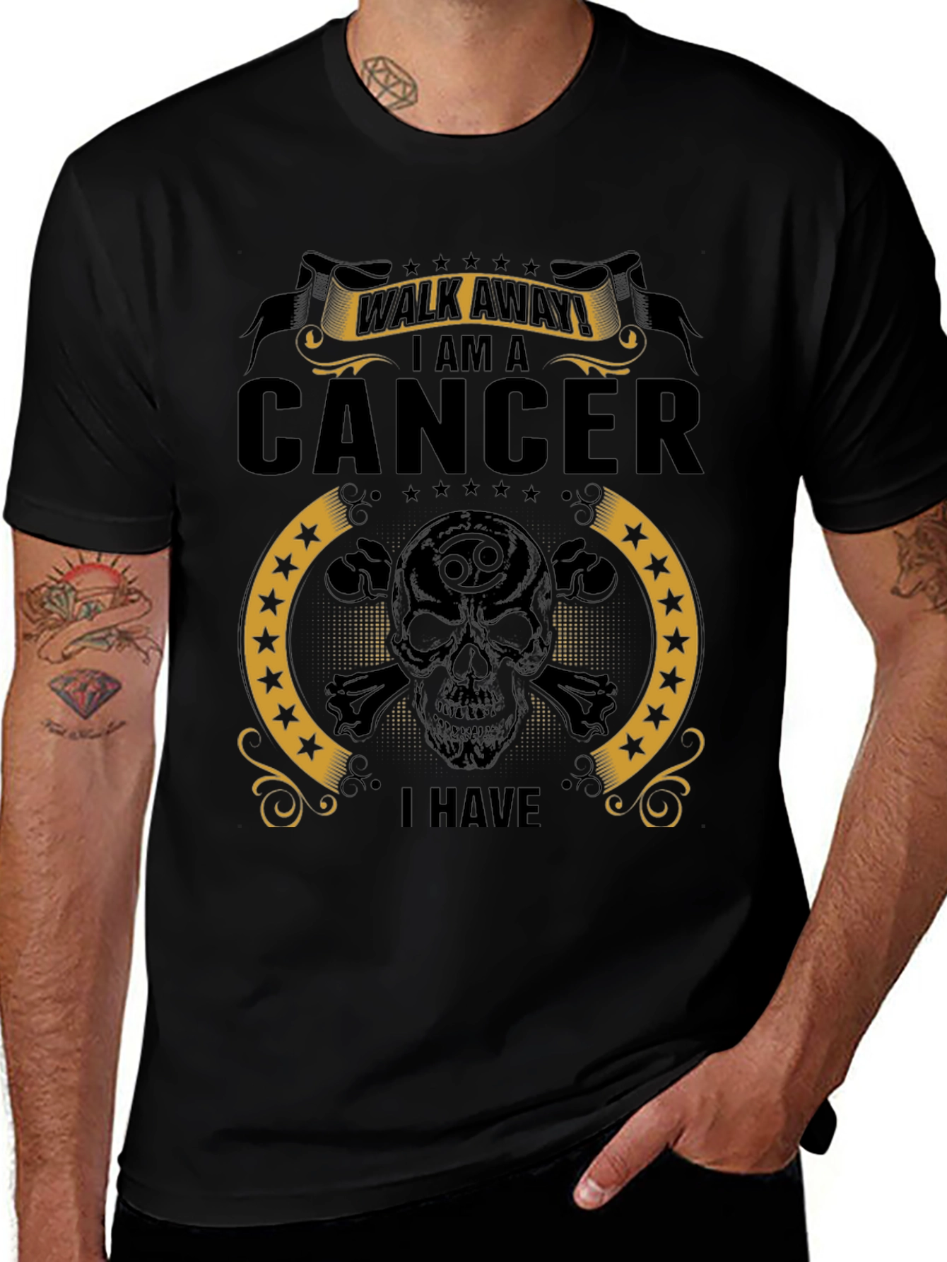 Cancer Zodiac Skull Graphic T-Shirt