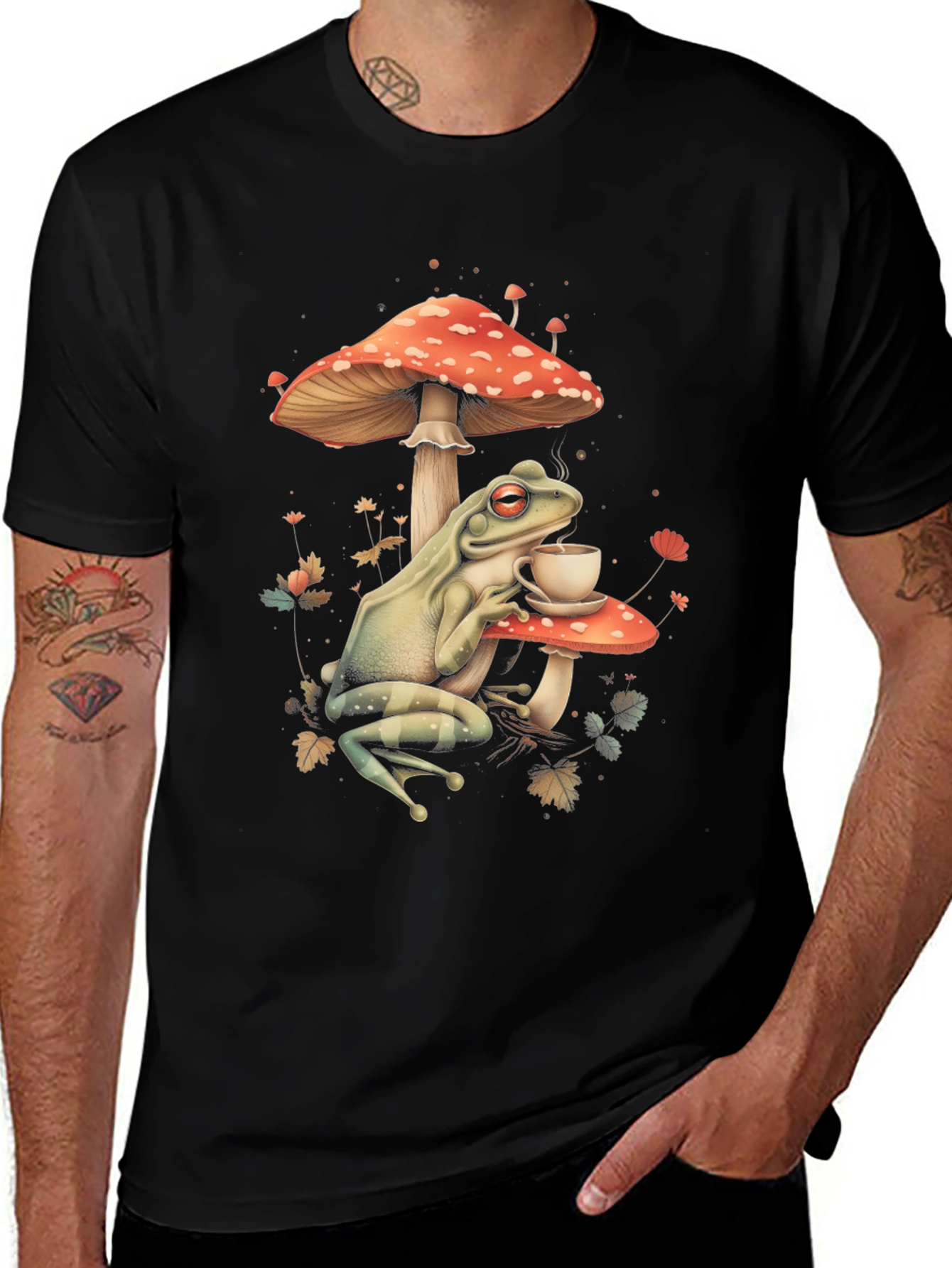 Variant 21 of Frog Sipping Tea on Mushroom T-Shirt