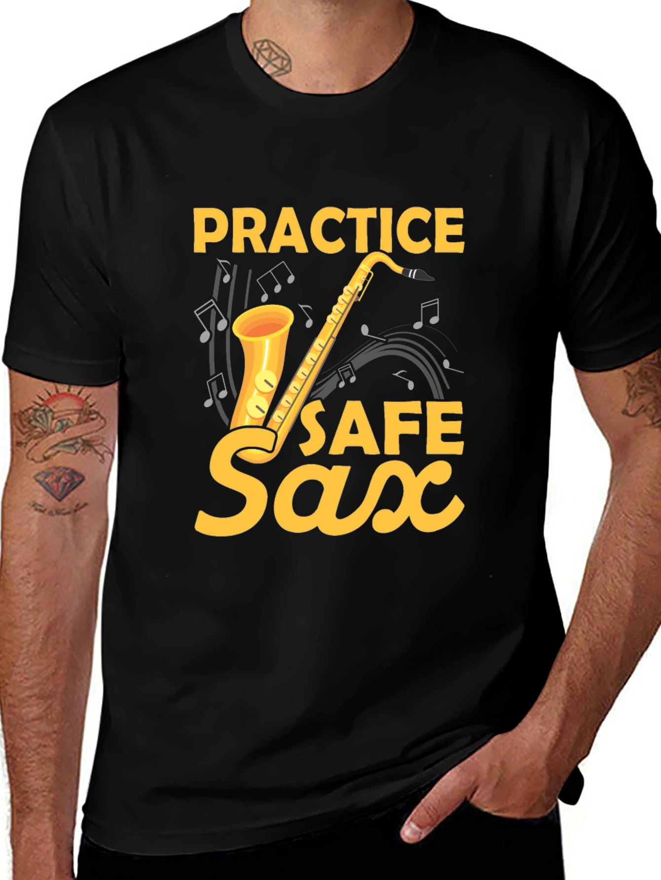 Variant 17 of Practice Safe Saxophone T-Shirt - Music Lover Tee