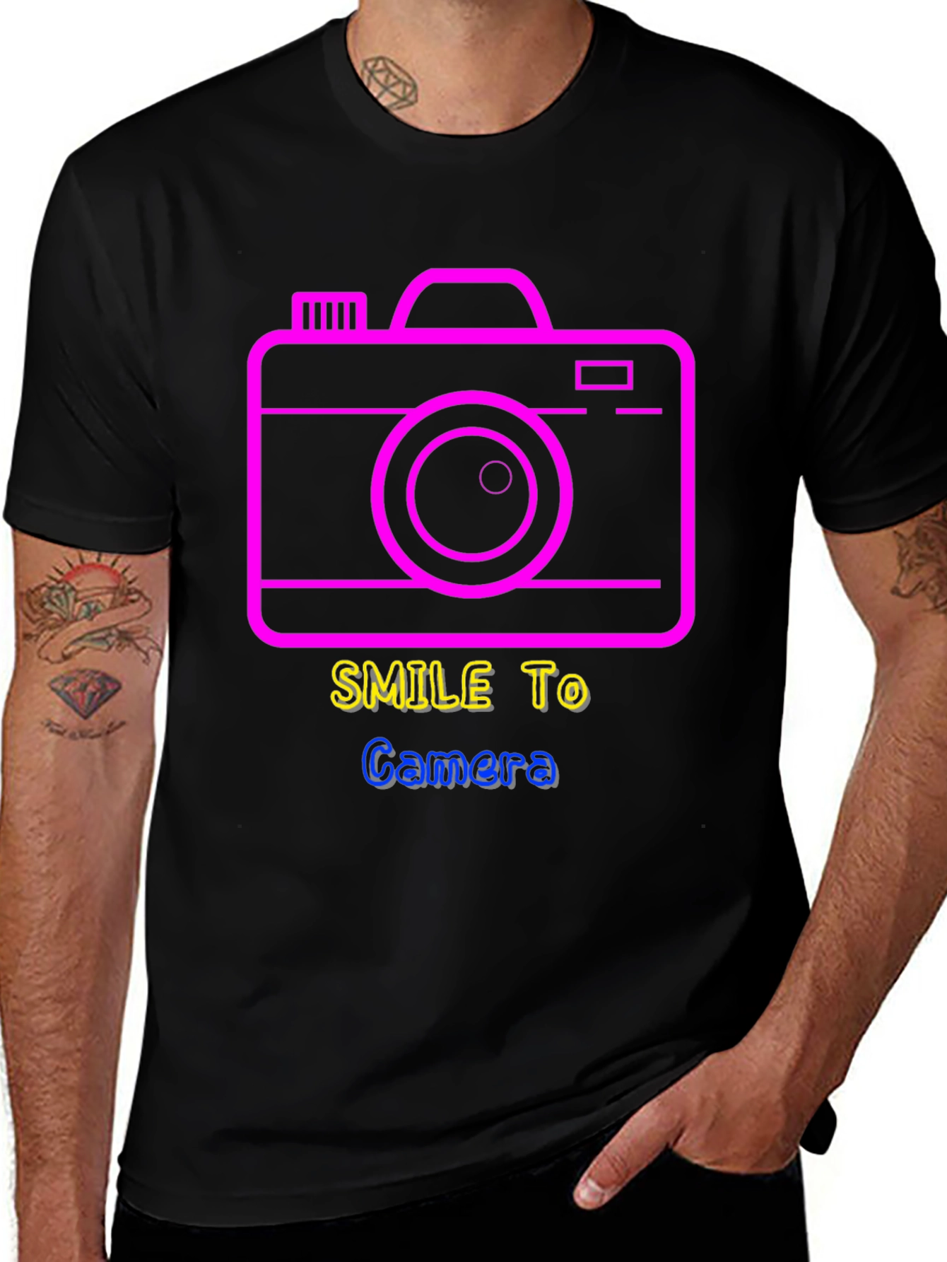 Variant 30 of Camera Graphic Tee - Smile to Camera, Black