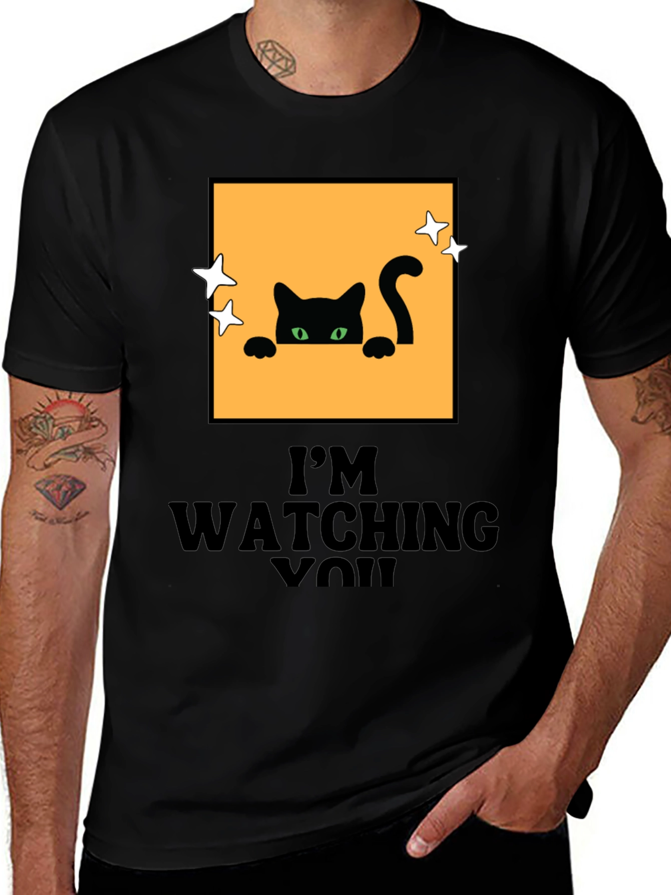 Variant 3 of Cat Watching You Graphic T-Shirt