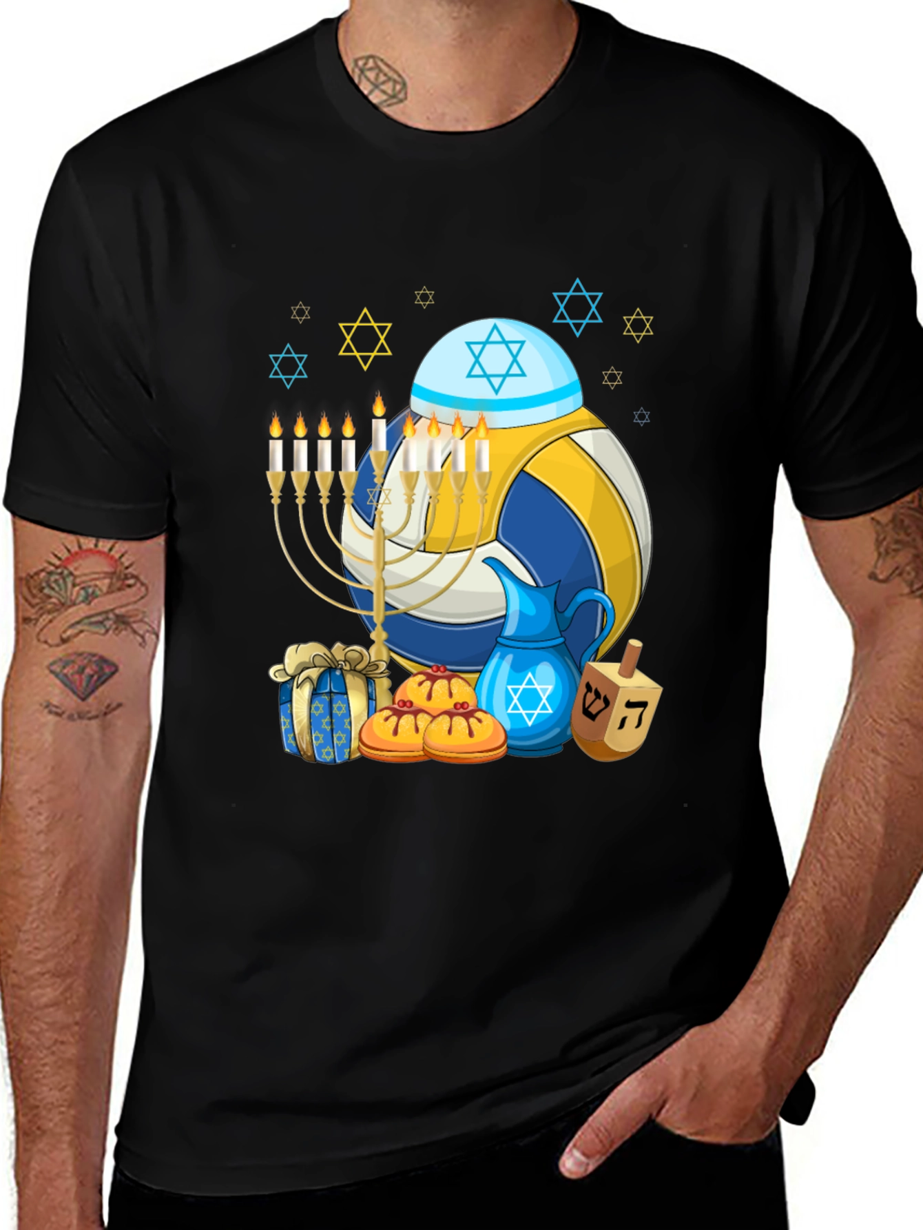 Black Hanukkah Volleyball T-Shirt main image