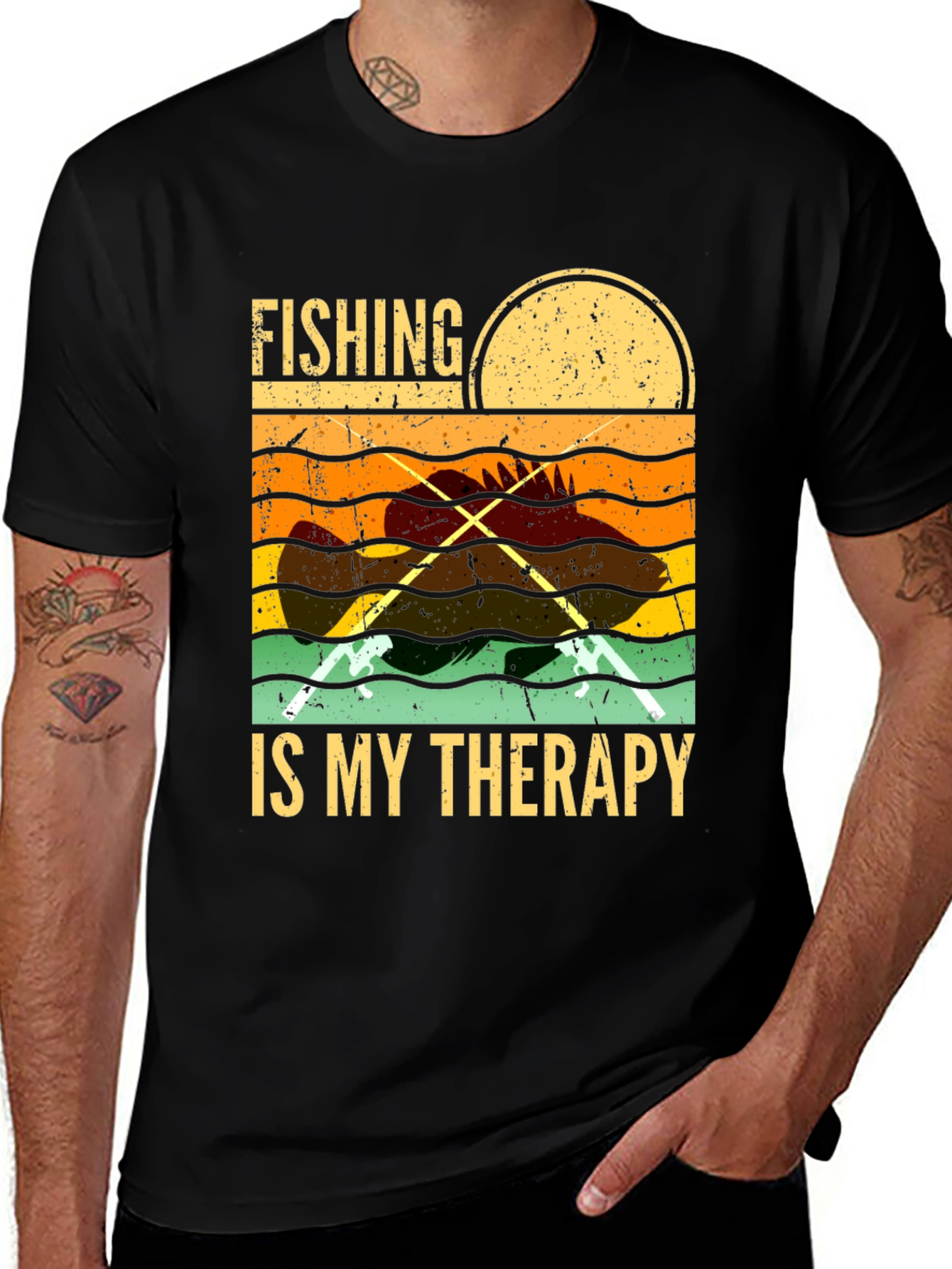 Variant 17 of Fishing is My Therapy Graphic T-Shirt