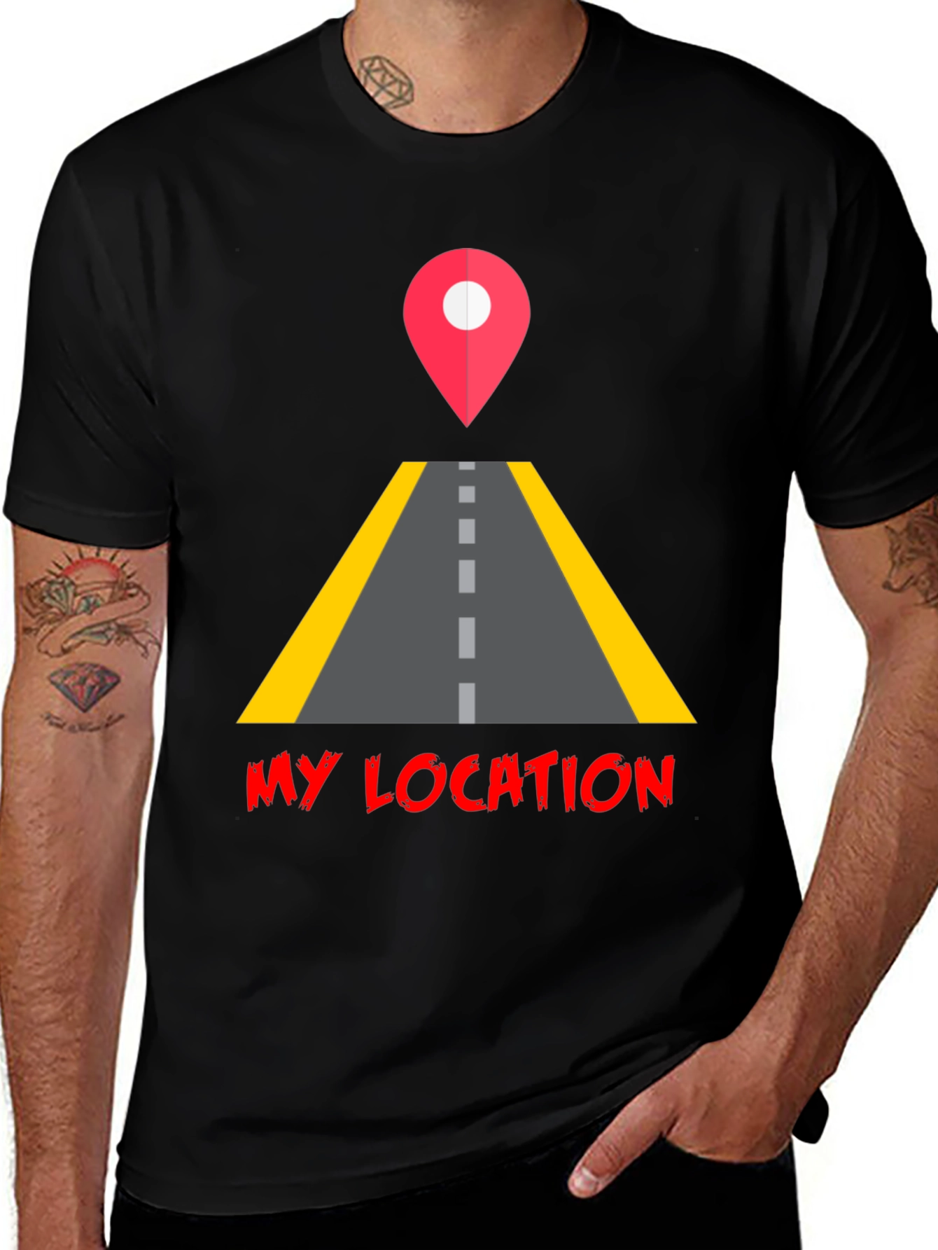 Variant 29 of My Location Graphic Tee - Black Casual T-Shirt