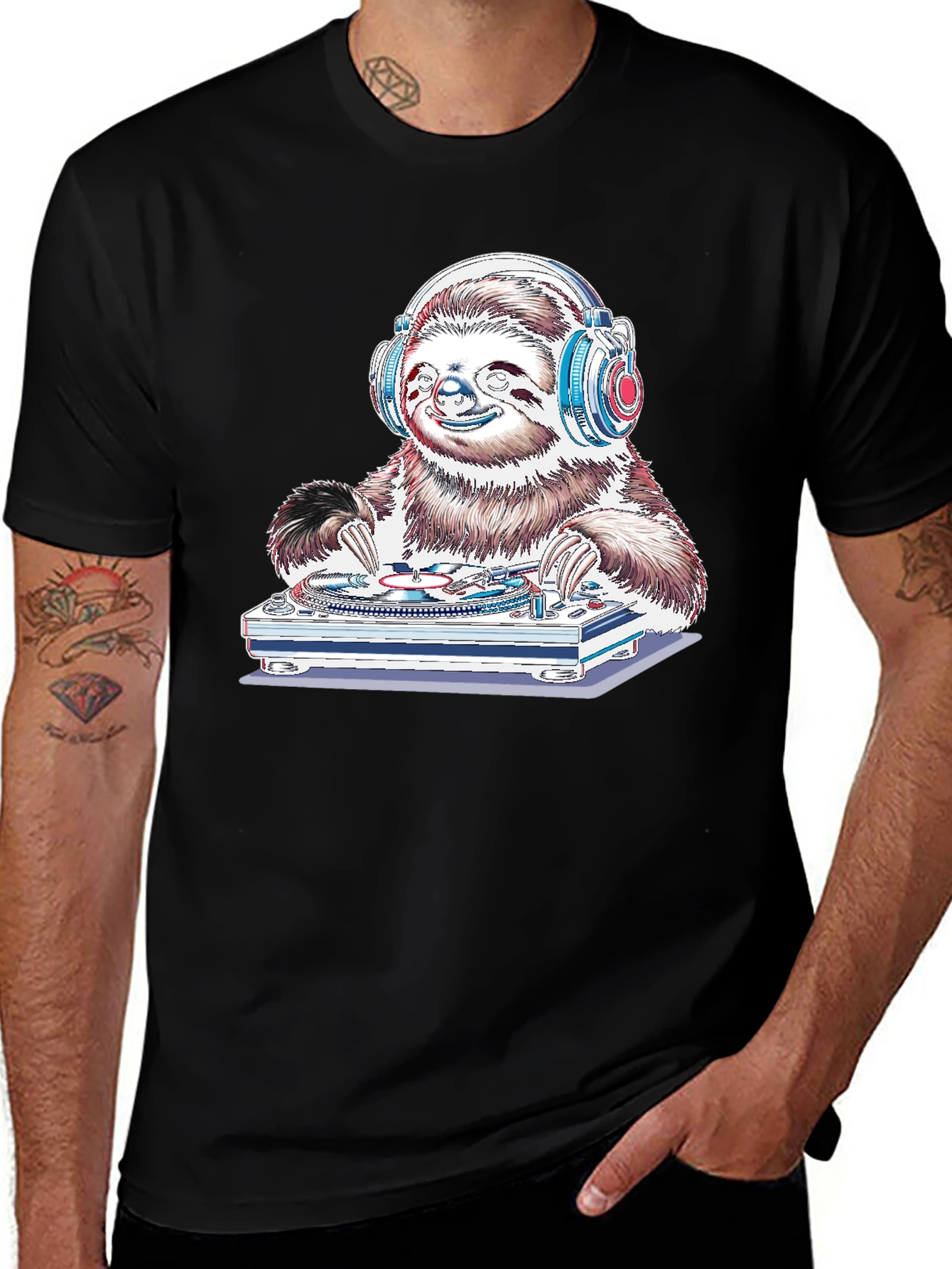 Variant 22 of DJ Sloth T-Shirt - Funny Animal Tee