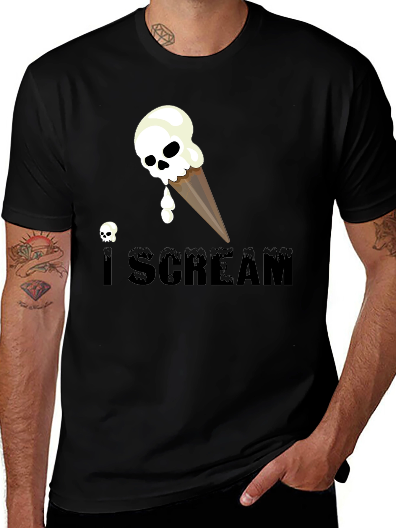 Variant 23 of I Scream Skull Ice Cream T-Shirt - Funny Spooky Tee