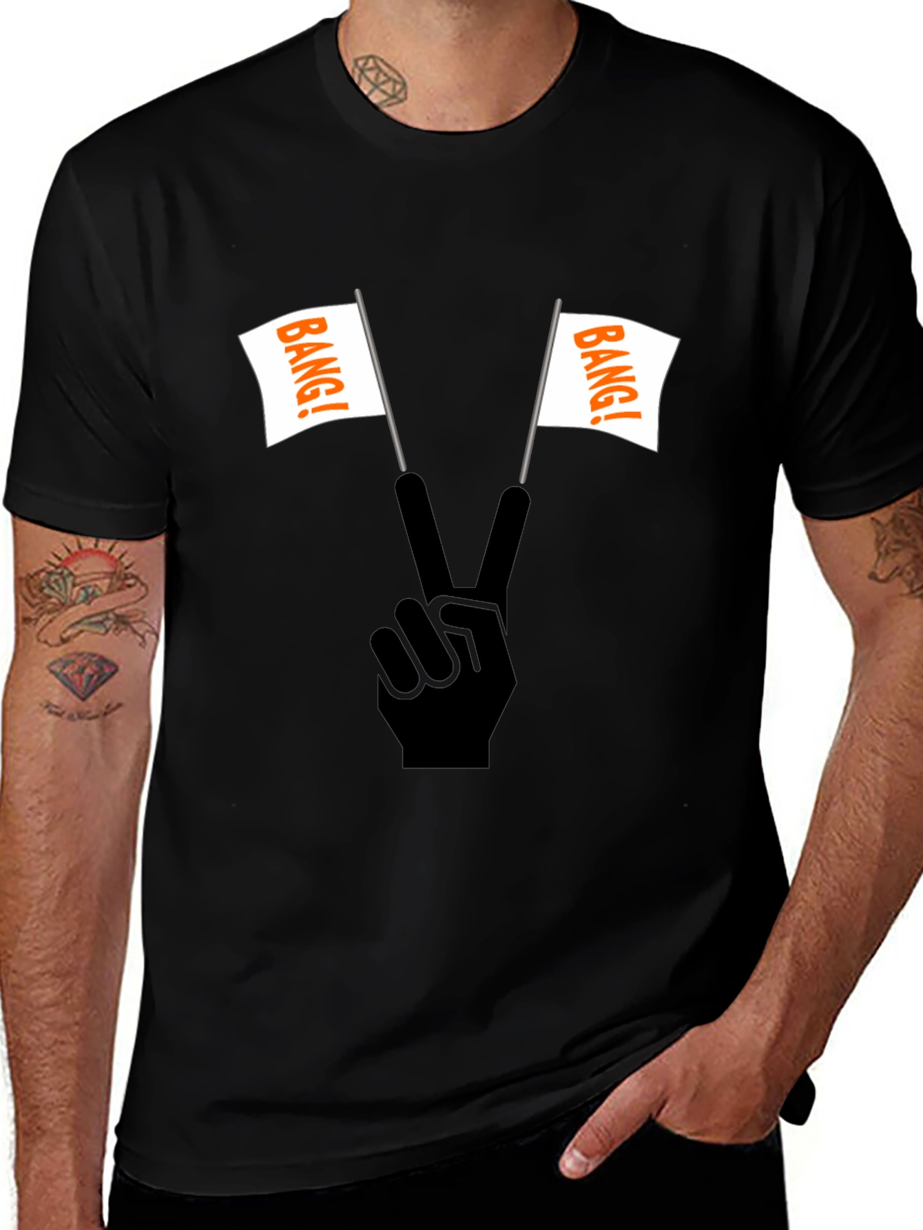 Bang! T-Shirt: Peace Sign with Flags